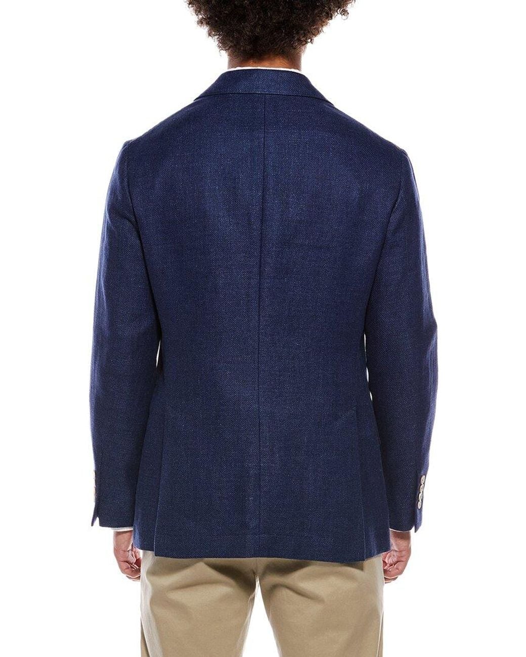 Brunello Cucinelli Blue Linen & Wool-Blend Blazer for men