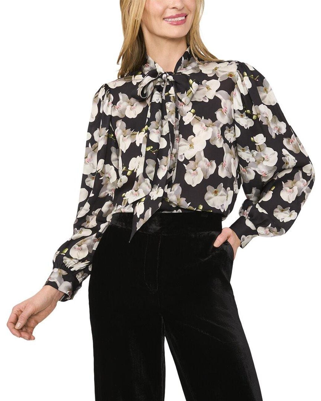 Ted Baker Black Neck Tie Button Down Blouse