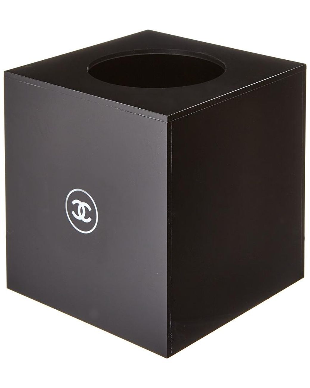 Chanel Black Acrylic Cube Tissue Box