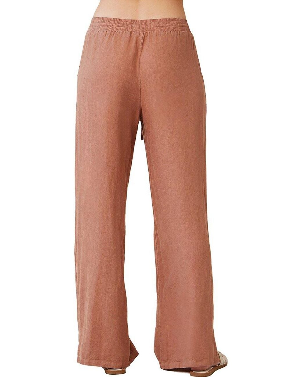 Bella Dahl Multicolor Side Slit Linen Wide Leg Pant