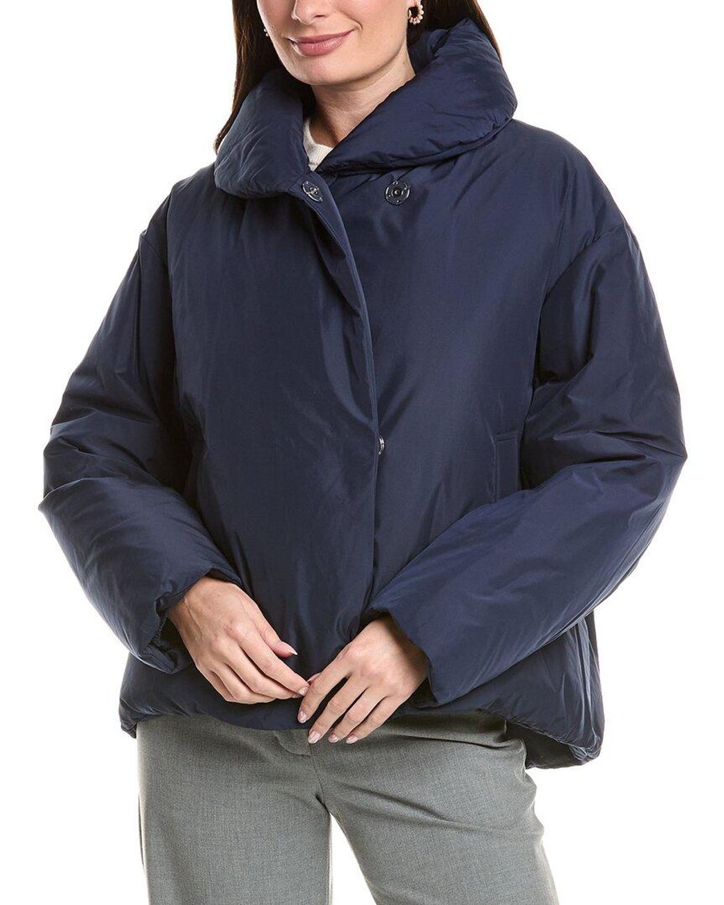 Lafayette 148 New York Blue Shawl Collar Down Coat