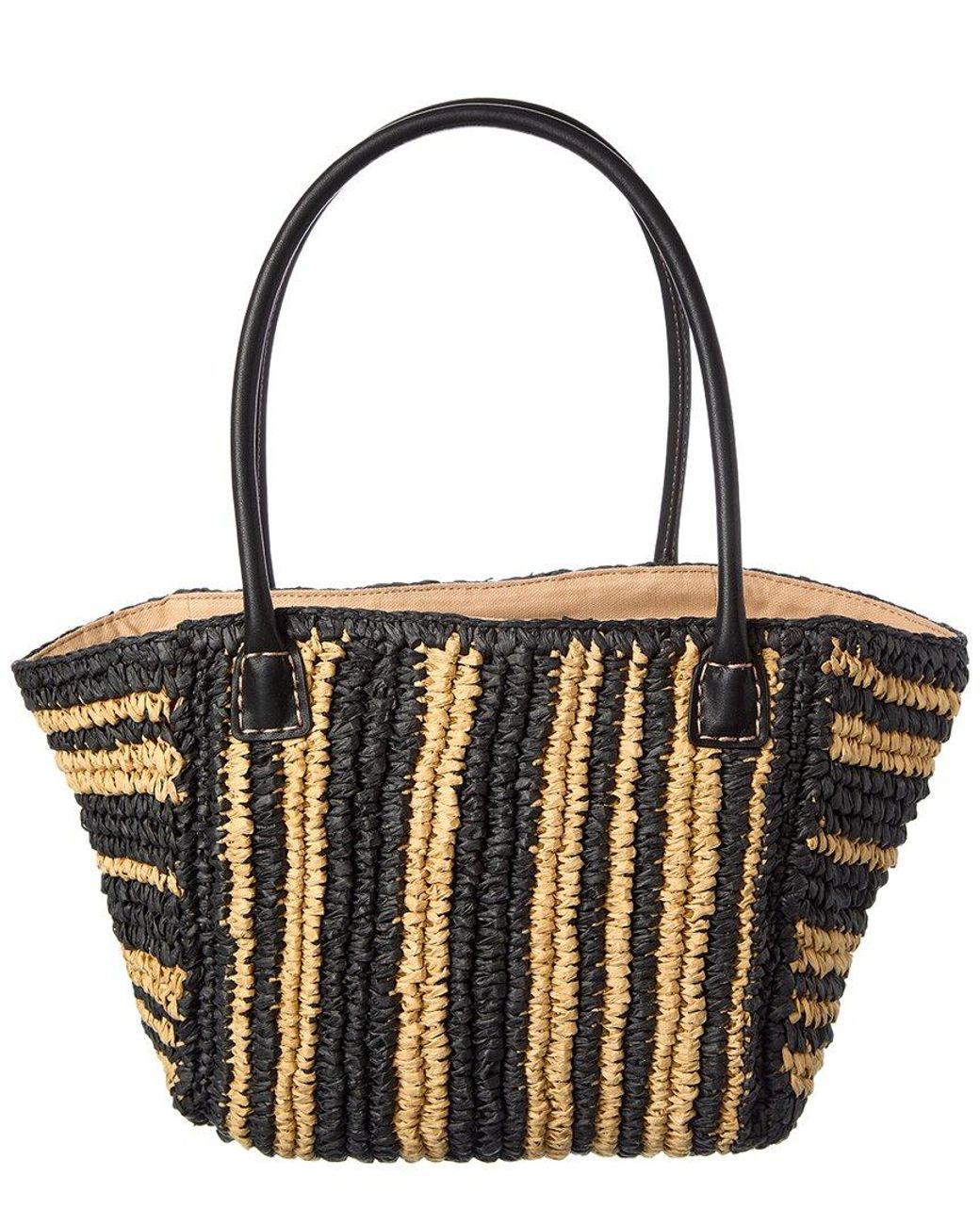 Madewell Black Mini Straw & Leather Tote