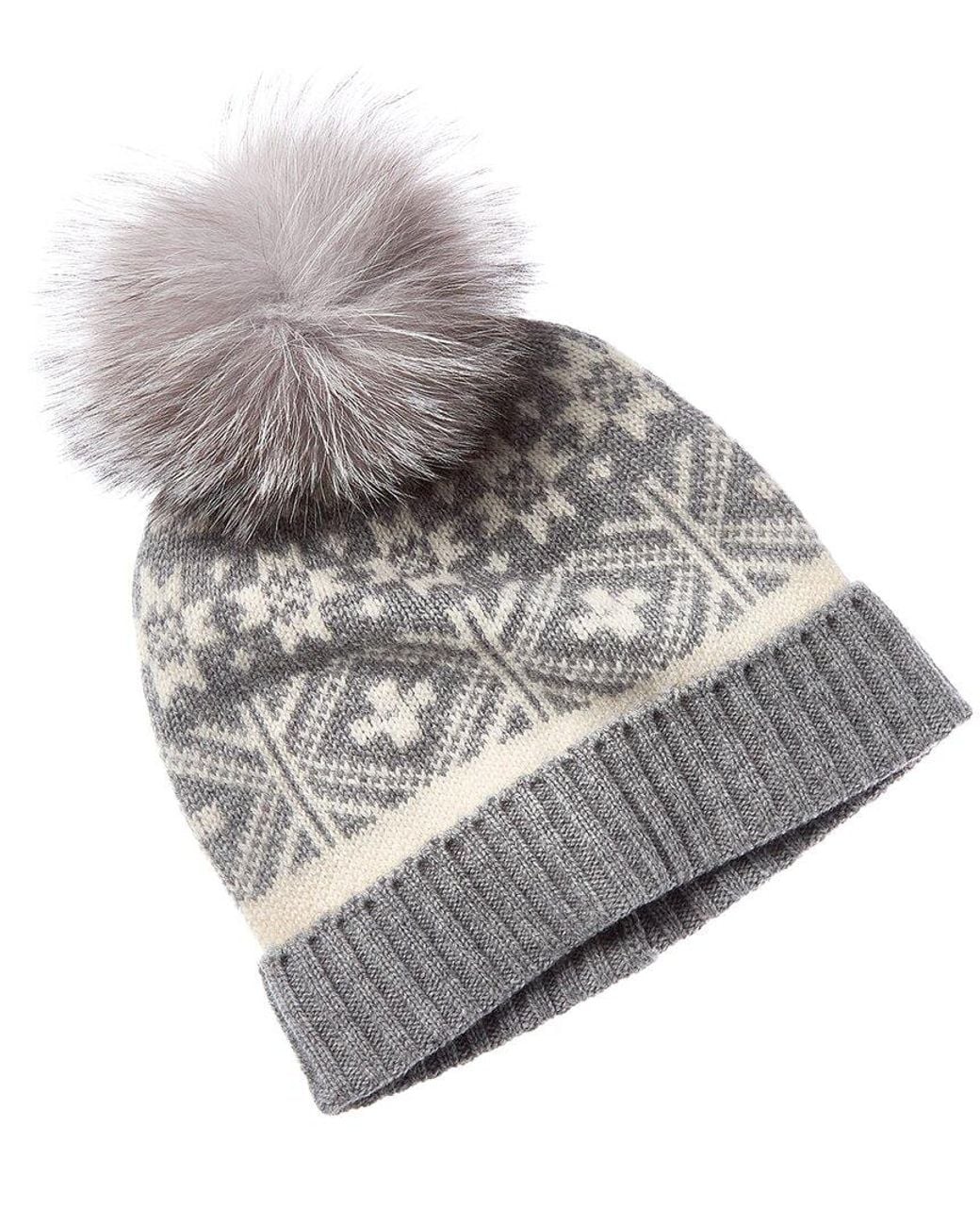 Sofiacashmere Gray Sofiacashmere Fairisle Wool & Cashmere-Blend Hat