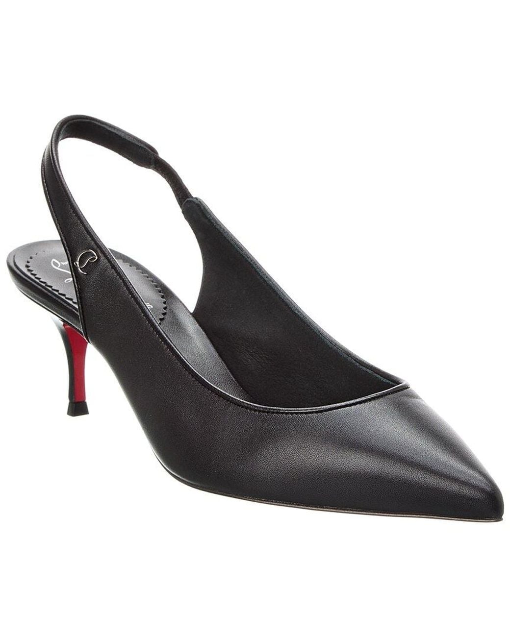 Christian Louboutin Black Sporty Kate 55 Leather Slingback Pump