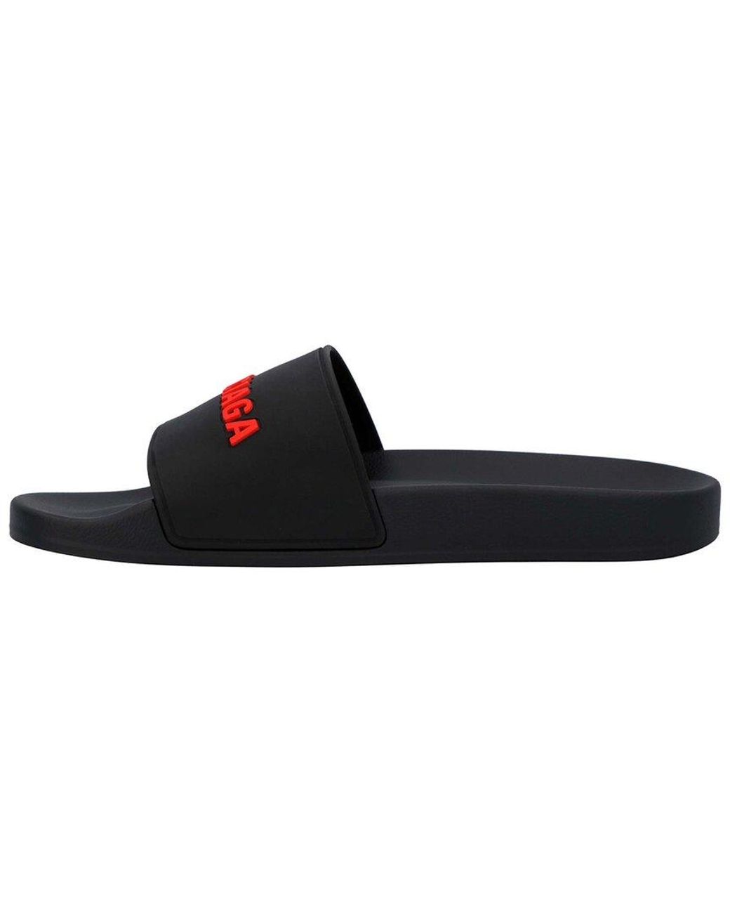Balenciaga Black Polyurethane Logo Band Rubber Slide (Authentic Pre-Loved) for men