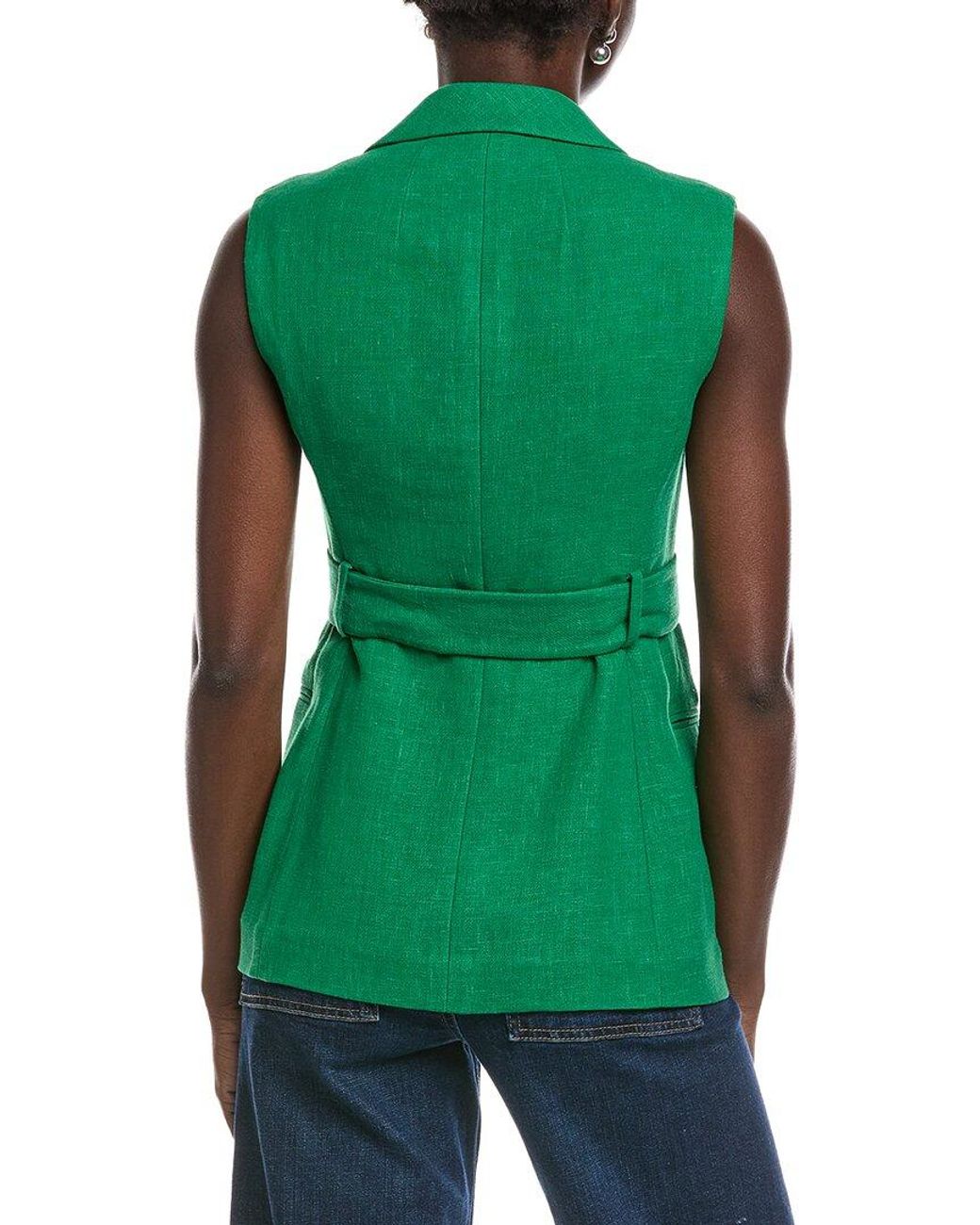 Akris Green Georgia Linen & Wool-Blend Waistcoat