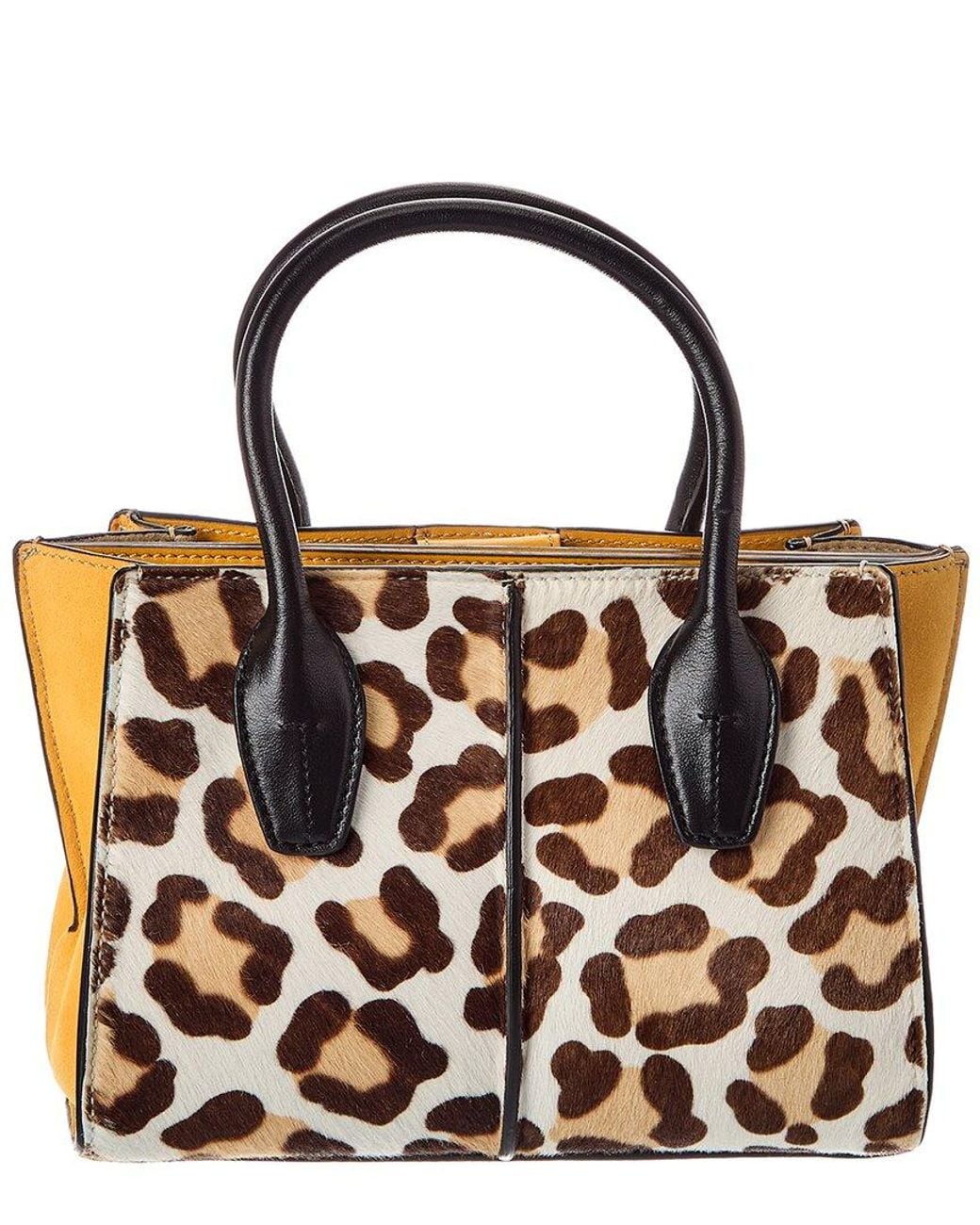Tod's Black Tods Logo Mini Haircalf & Suede Tote