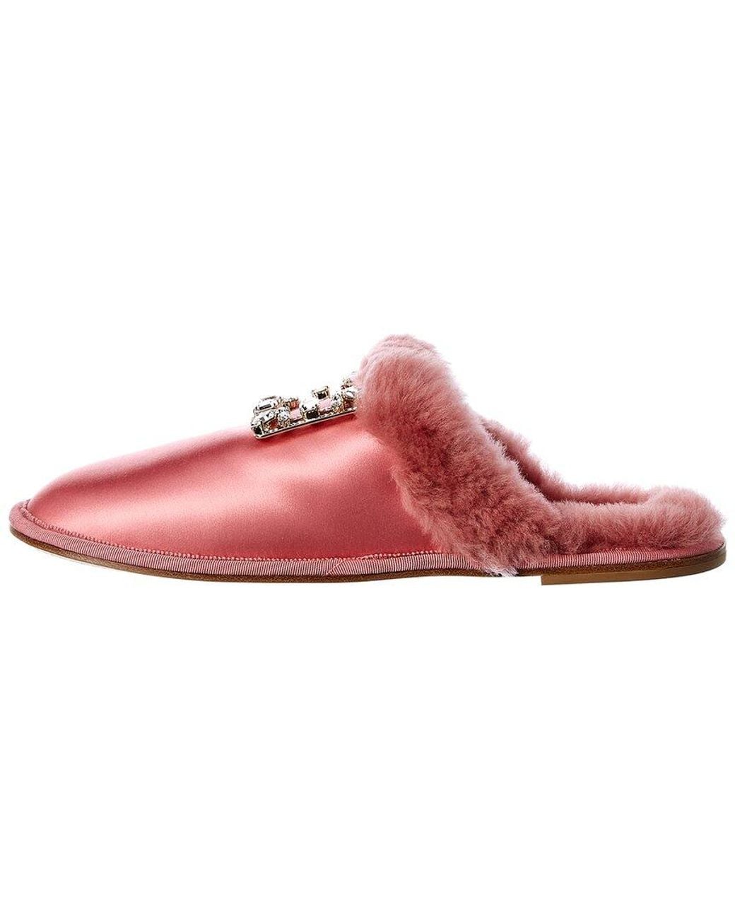Roger Vivier Pink Hotel Vivier Broche Satin Mule