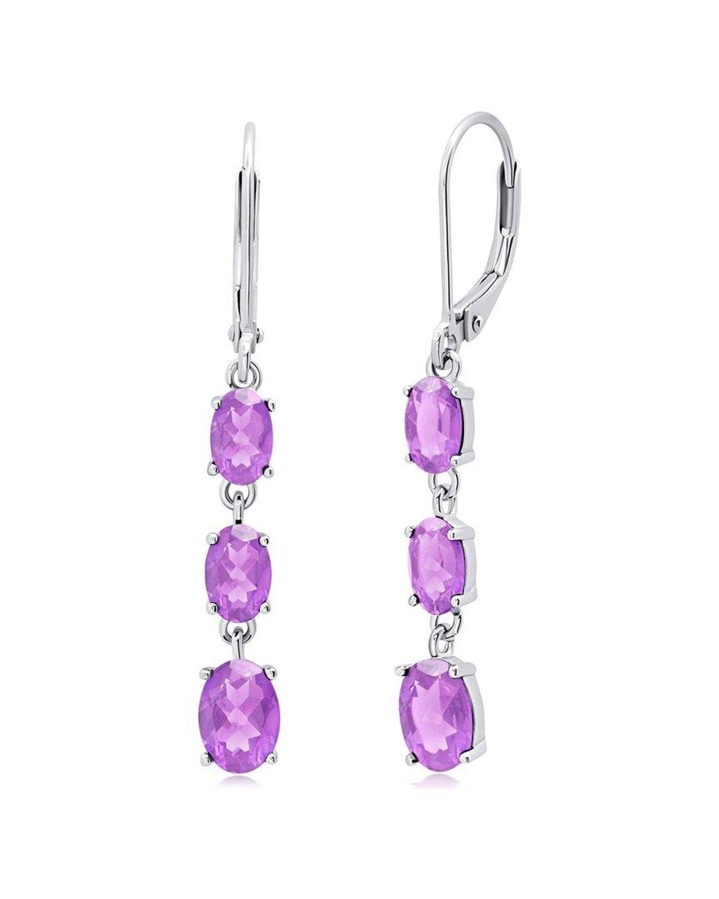 MaxColor Pink 1.70 Ct. Tw. Amethyst Dangle Earrings