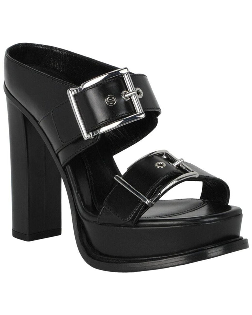 McQueen Black Boxcar Leather Sandal
