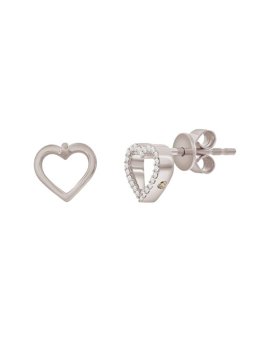 Suzy Levian Metallic 14K 0.10 Ct. Tw. Diamond Open Heart Studs