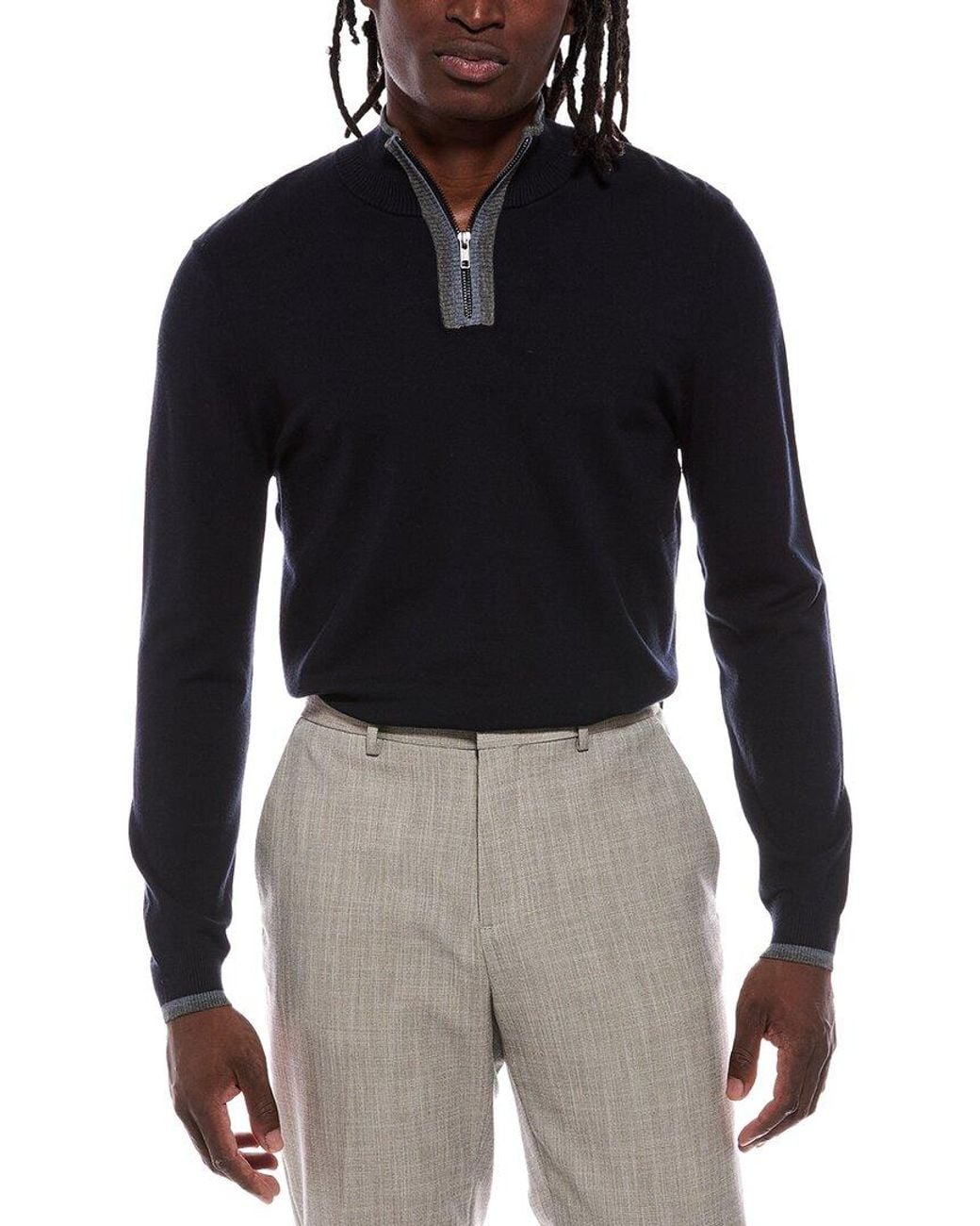 Autumn Cashmere Blue 1/4-Zip Mock Neck Sweater for men