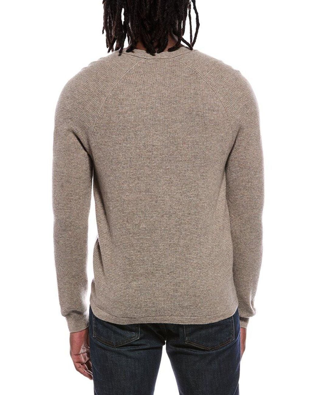 Autumn Cashmere Gray Thermal 100% Cashmere Crewneck Sweater for men
