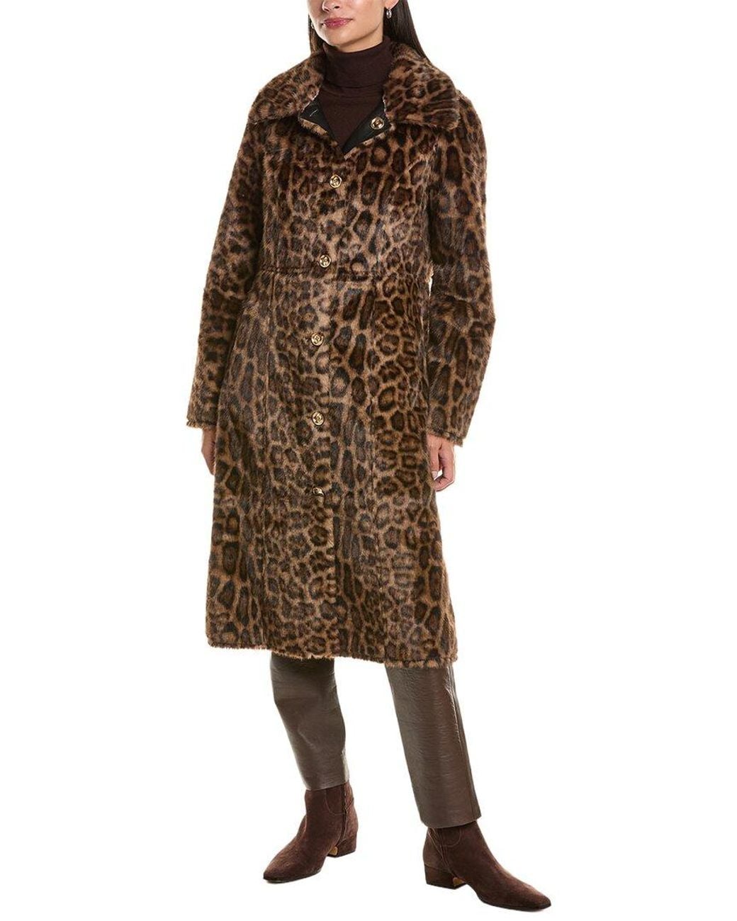 La Fiorentina Brown Reversible Leopard Coat