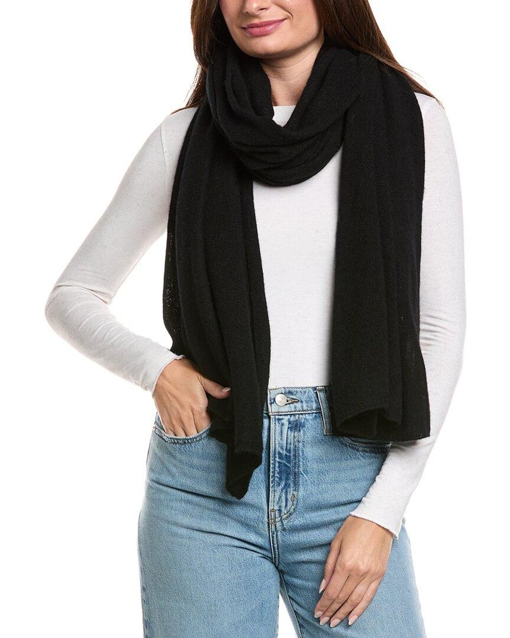 Amicale Cashmere Black Feather Weight Cashmere Travel Wrap