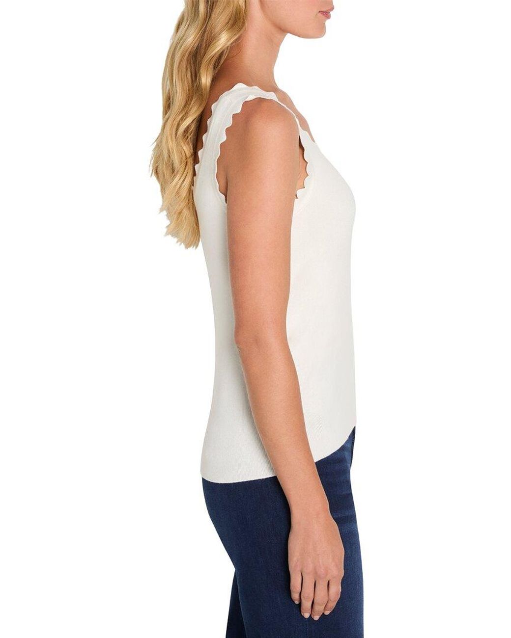 NIC+ZOE Blue Scallop Sweater Tank