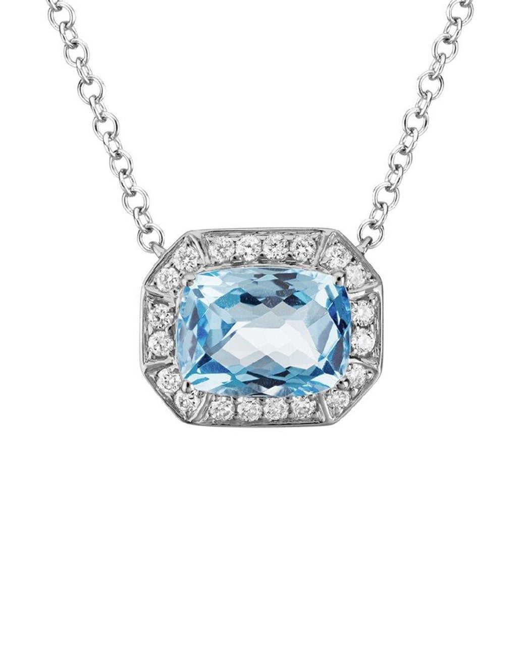 Diamond Select Cuts Blue 14k Diamond .16 Ct. & 1.25 Ct. Aquamarine Necklace