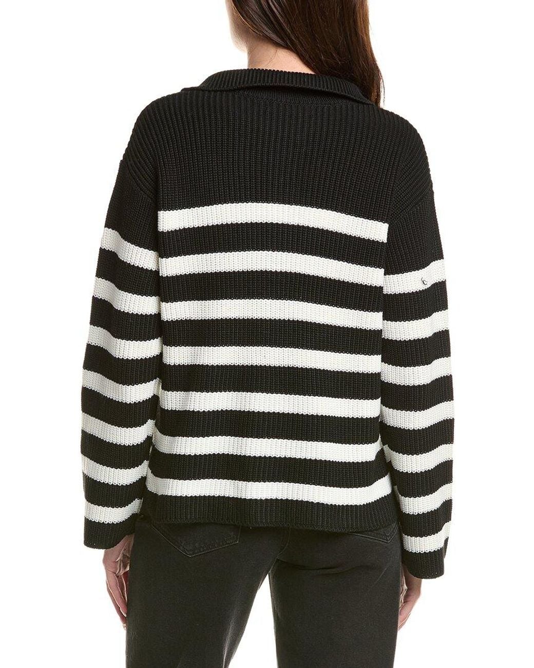 English Factory Black Wool-Blend 1/2-Zip Sweater