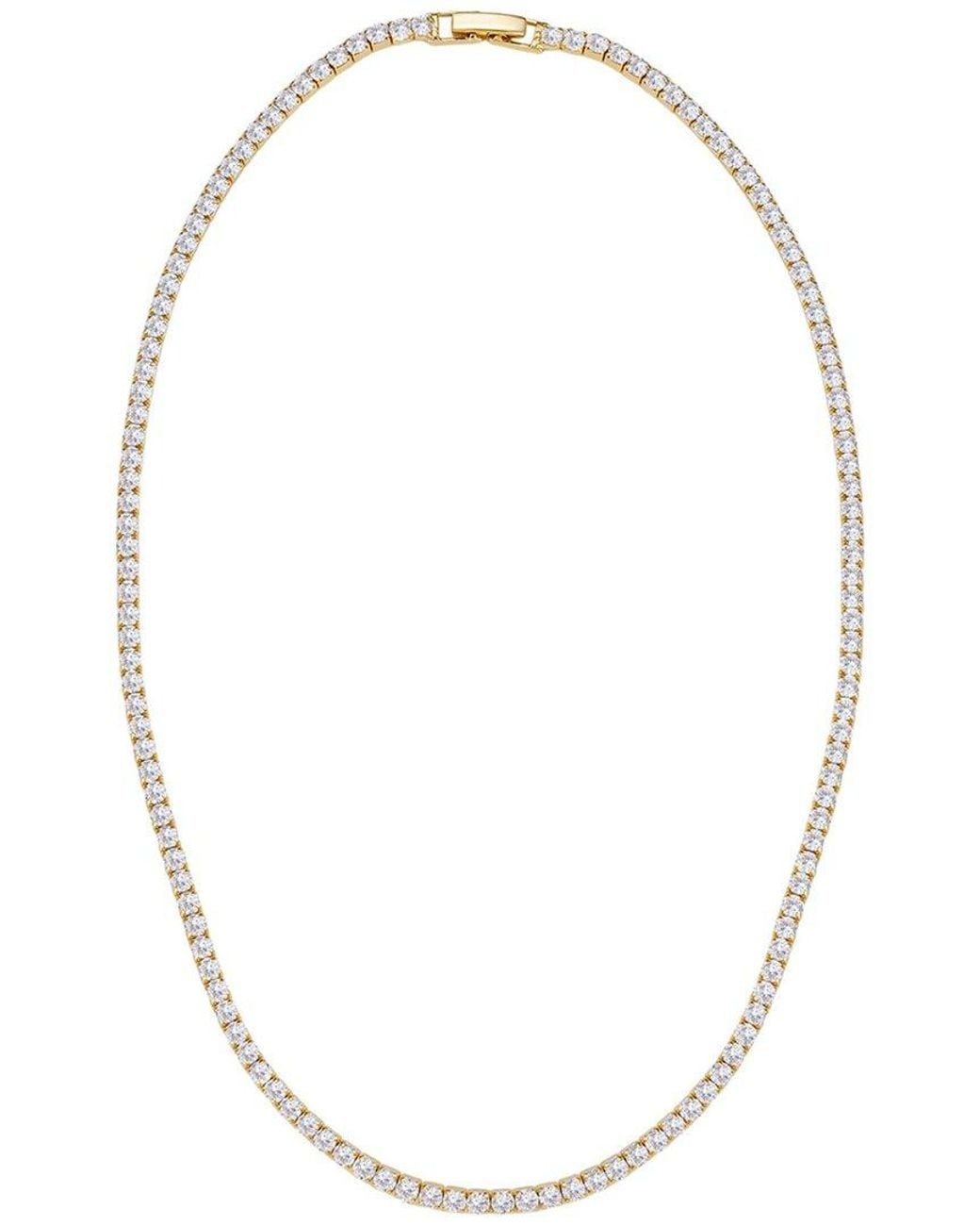 Adornia Natural 14K Plated Crystal 3Mm Tennis Chain Necklace
