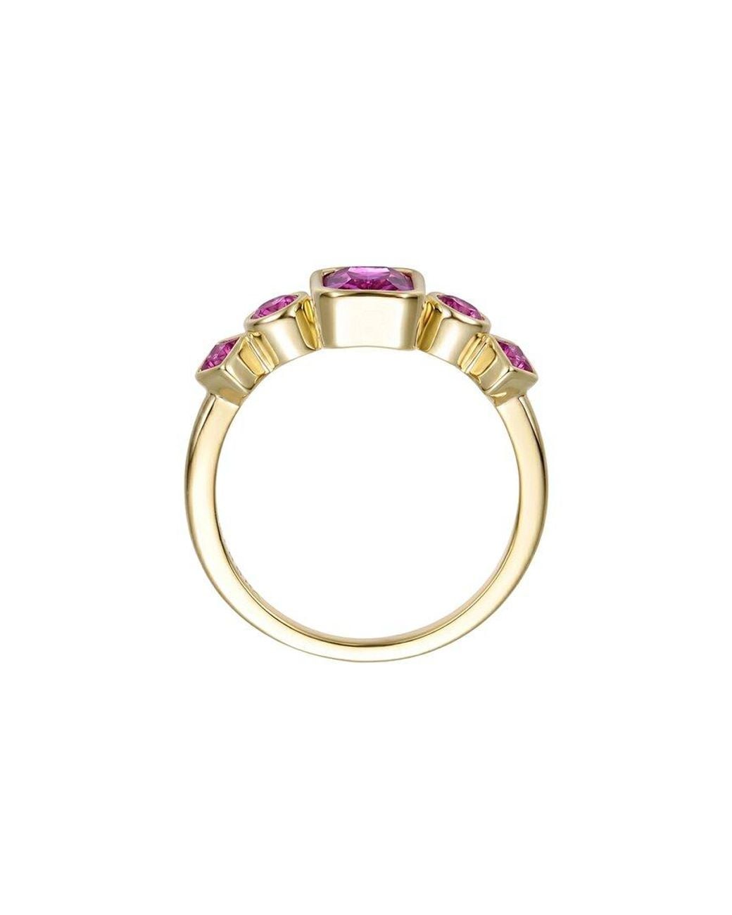Rachel Glauber Pink 14K Plated Cz Ring