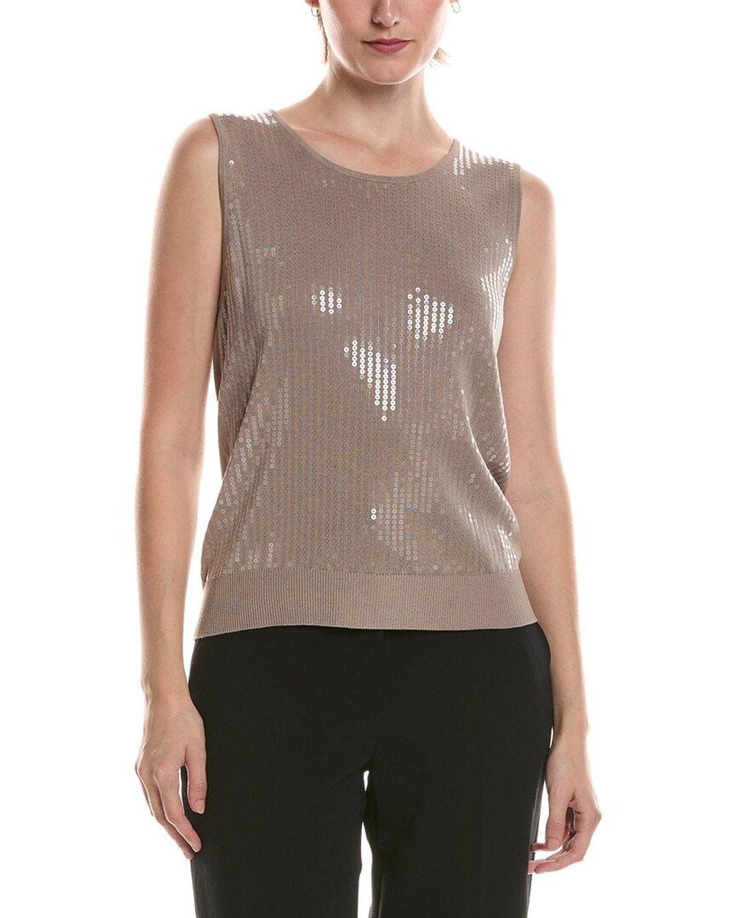 Anne Klein Brown Sequin Top