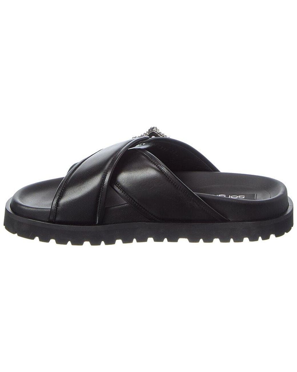 Sergio Rossi Black Twenty Buckle Leather Sandal