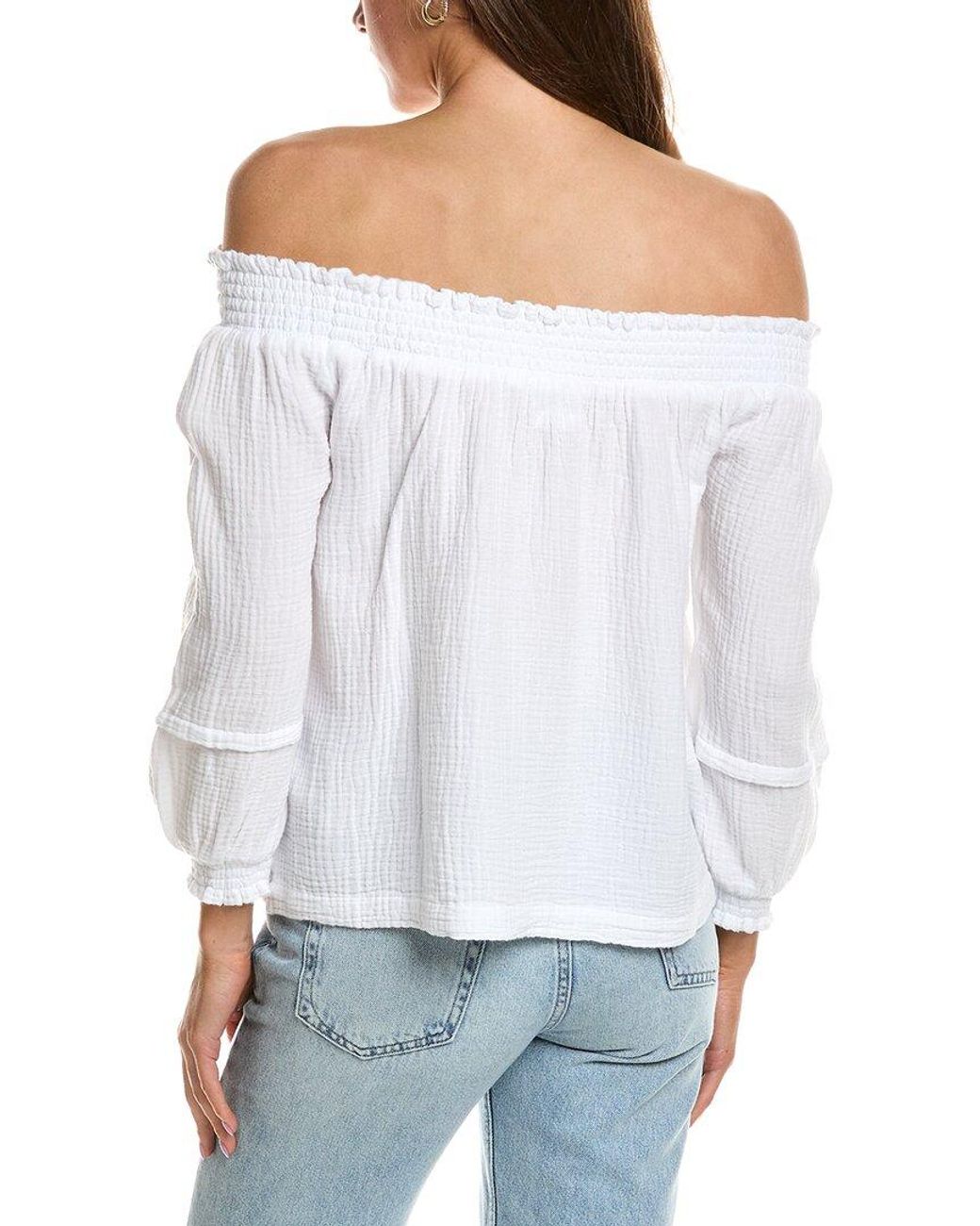 Splendid White Gauze Off Shoulder Top