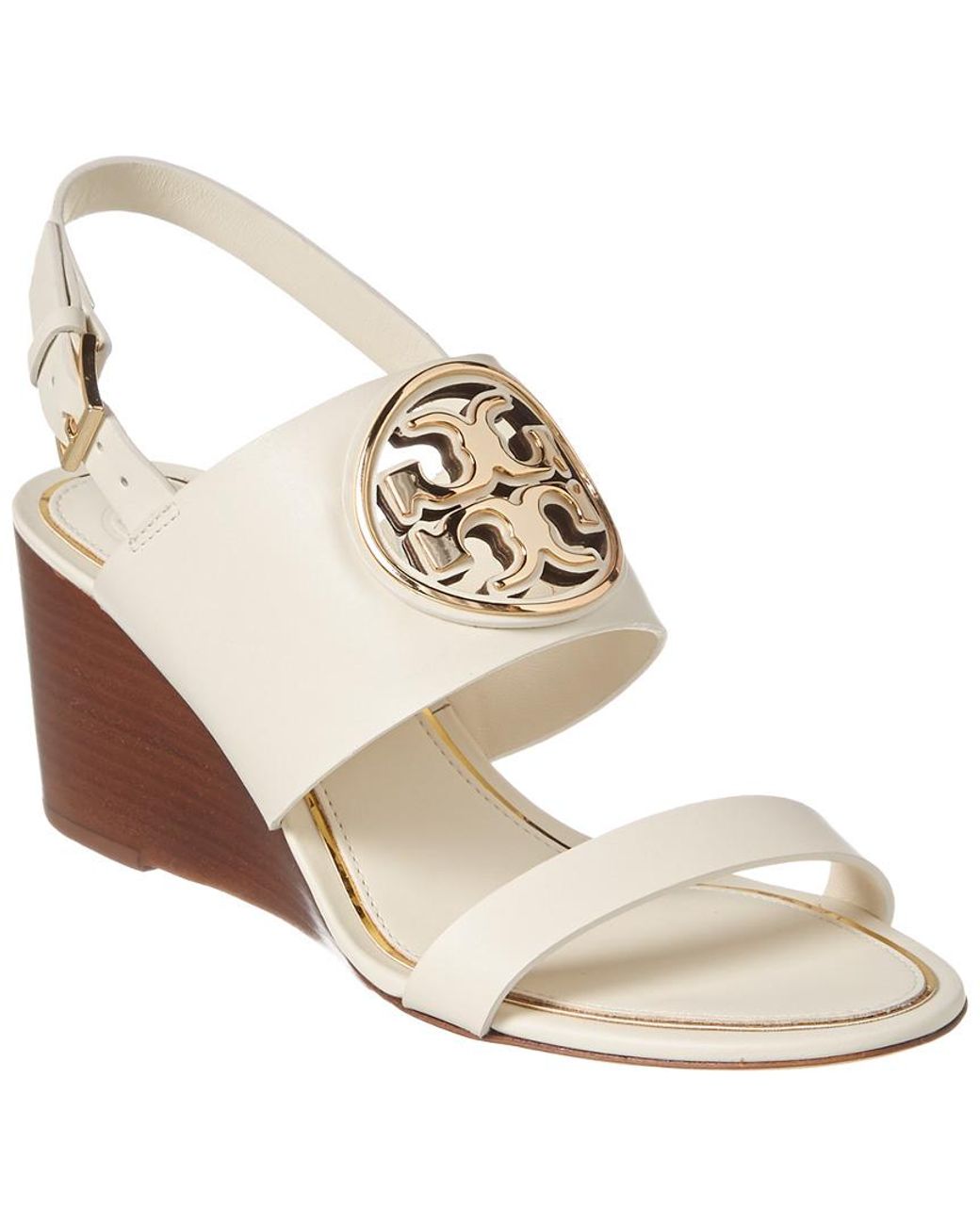 Tory Burch Metal Miller 65mm Leather Wedge Sandal in Metallic | Lyst  Australia