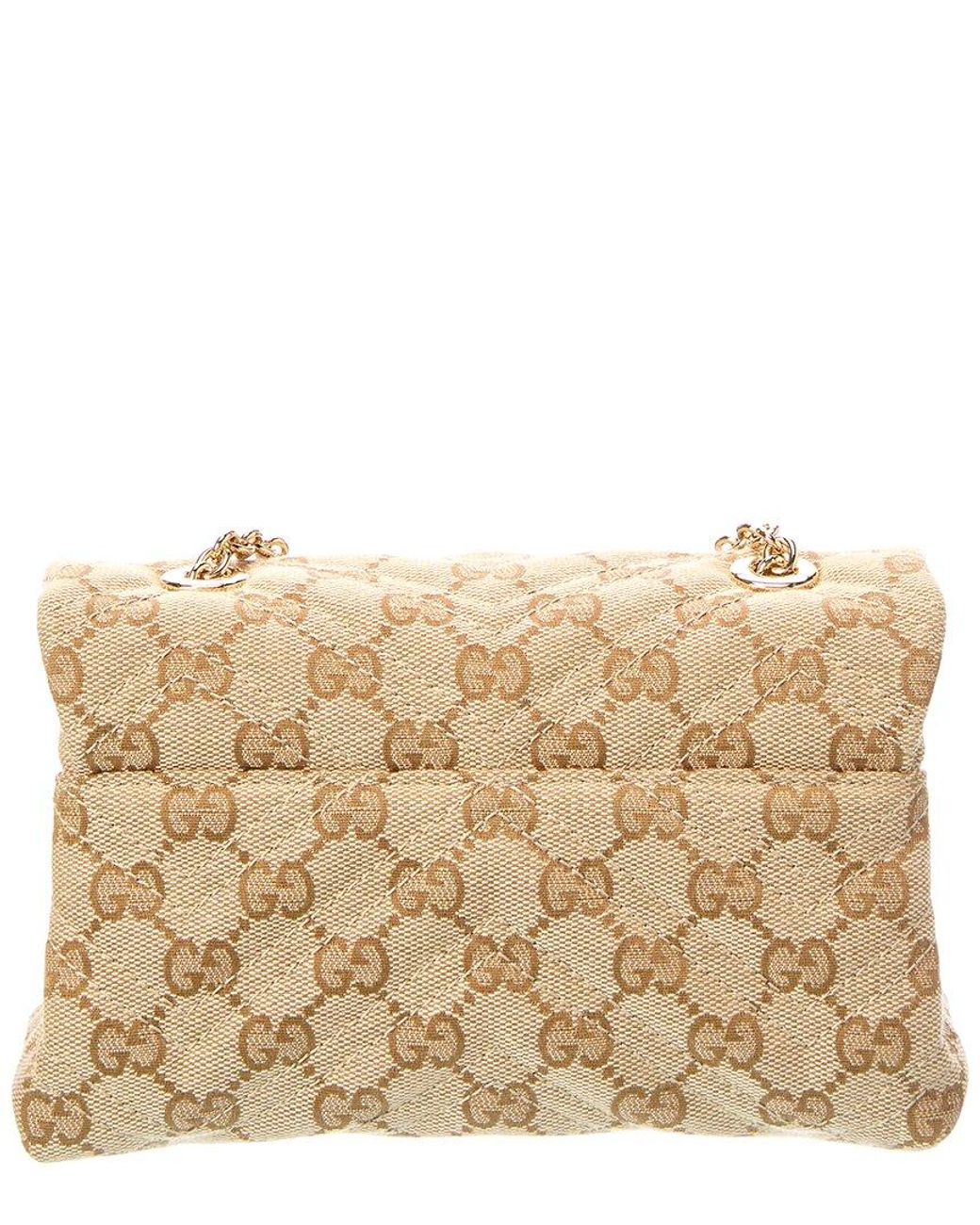 Gucci Natural Dnu Gg Marmont Mini Gg Canvas & Leather Shoulder Bag