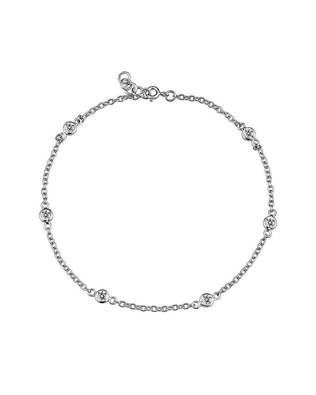Genevive Jewelry Metallic Silver Cz Station Bracelet