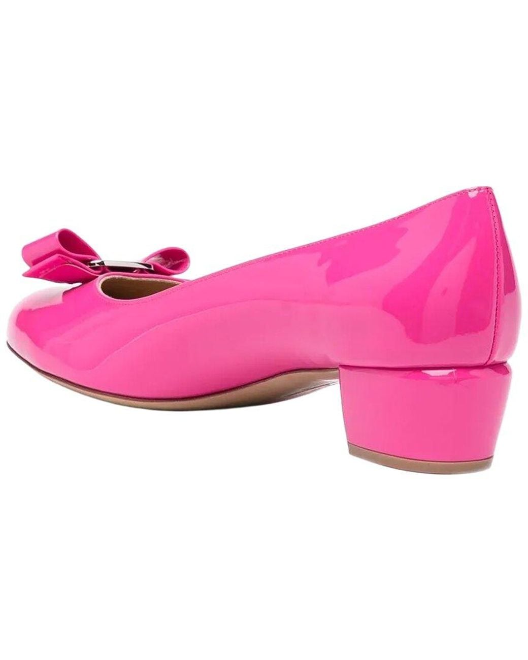 Ferragamo Pink Ornament Leather Pump