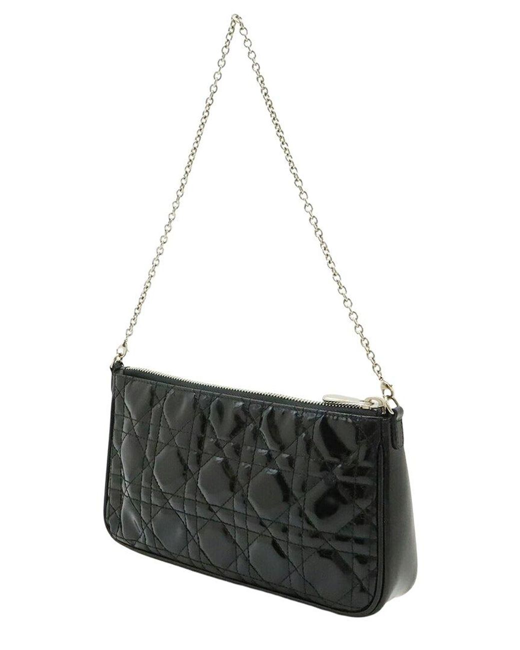 Dior Black Enamel Lady Chain Shoulder Bag (Authentic Pre-Loved)