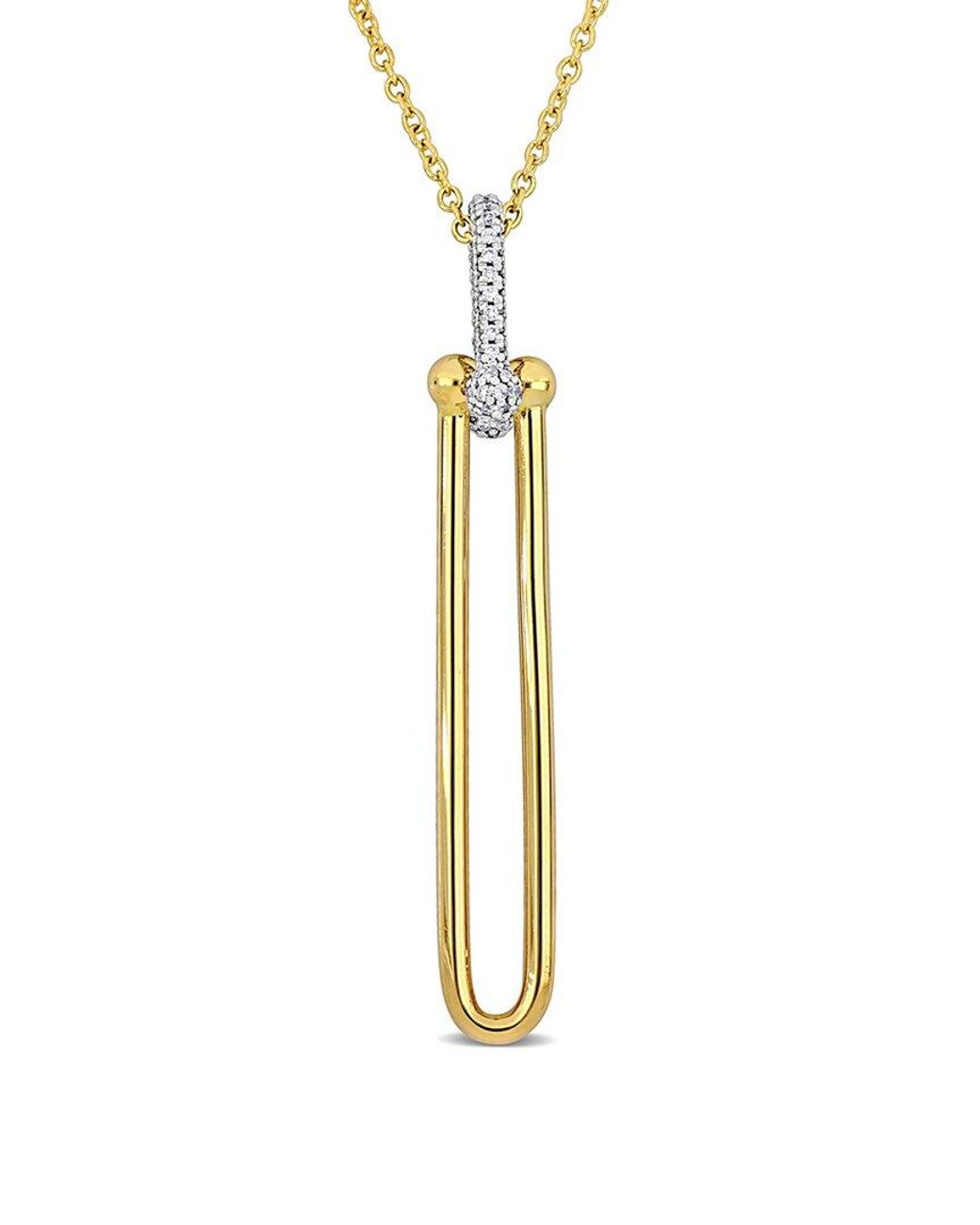 Diamond Select Cuts Metallic 14K Two-Tone 0.61 Ct. Tw. Diamond Paperclip Pendant Necklace