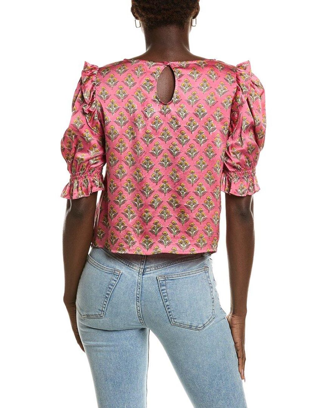 Emerson Fry Red Pearl Silk Blouse