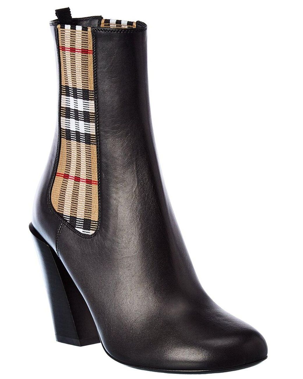 burberry house check leather bootie