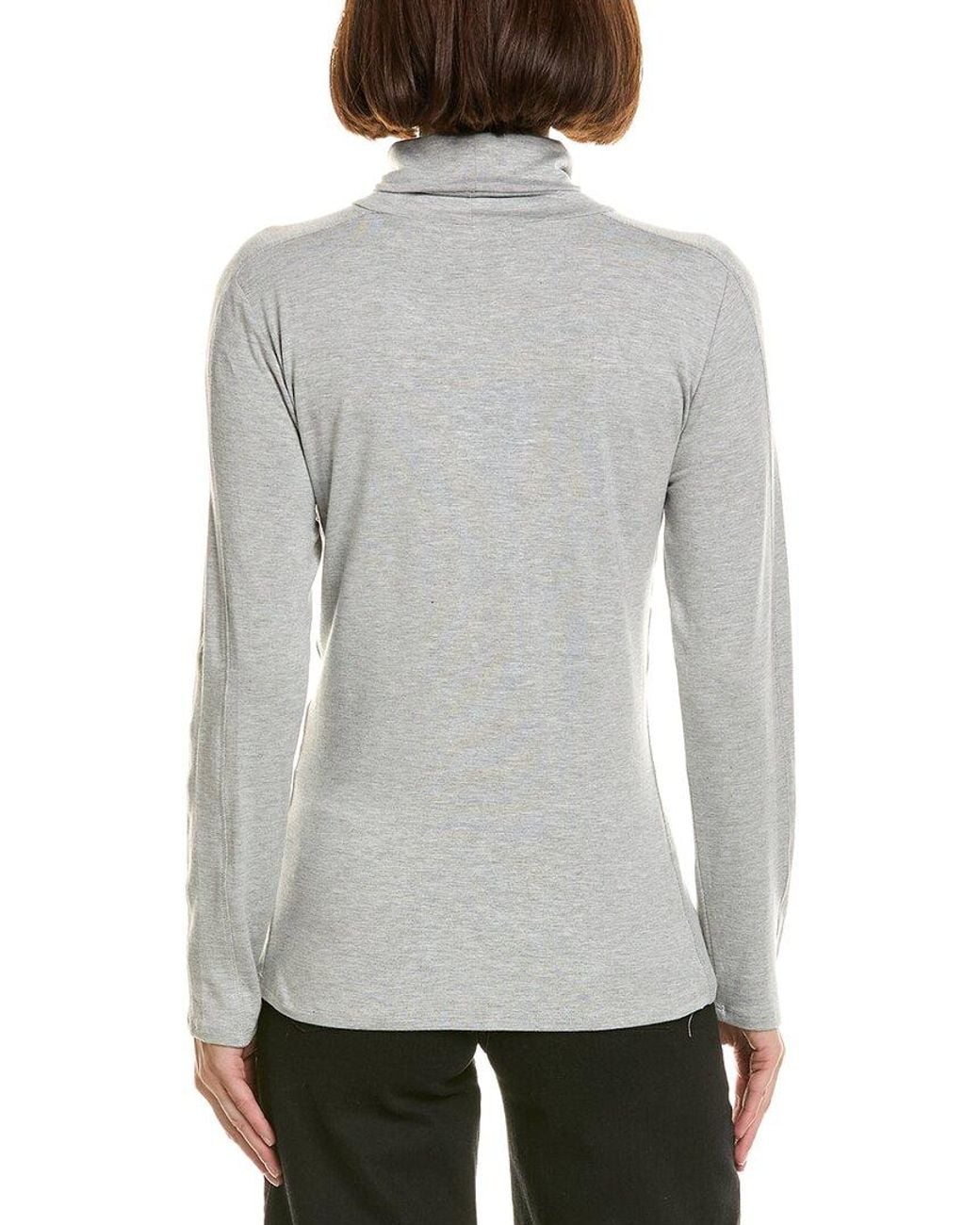 InCashmere Gray Fine Knit Turtleneck Top