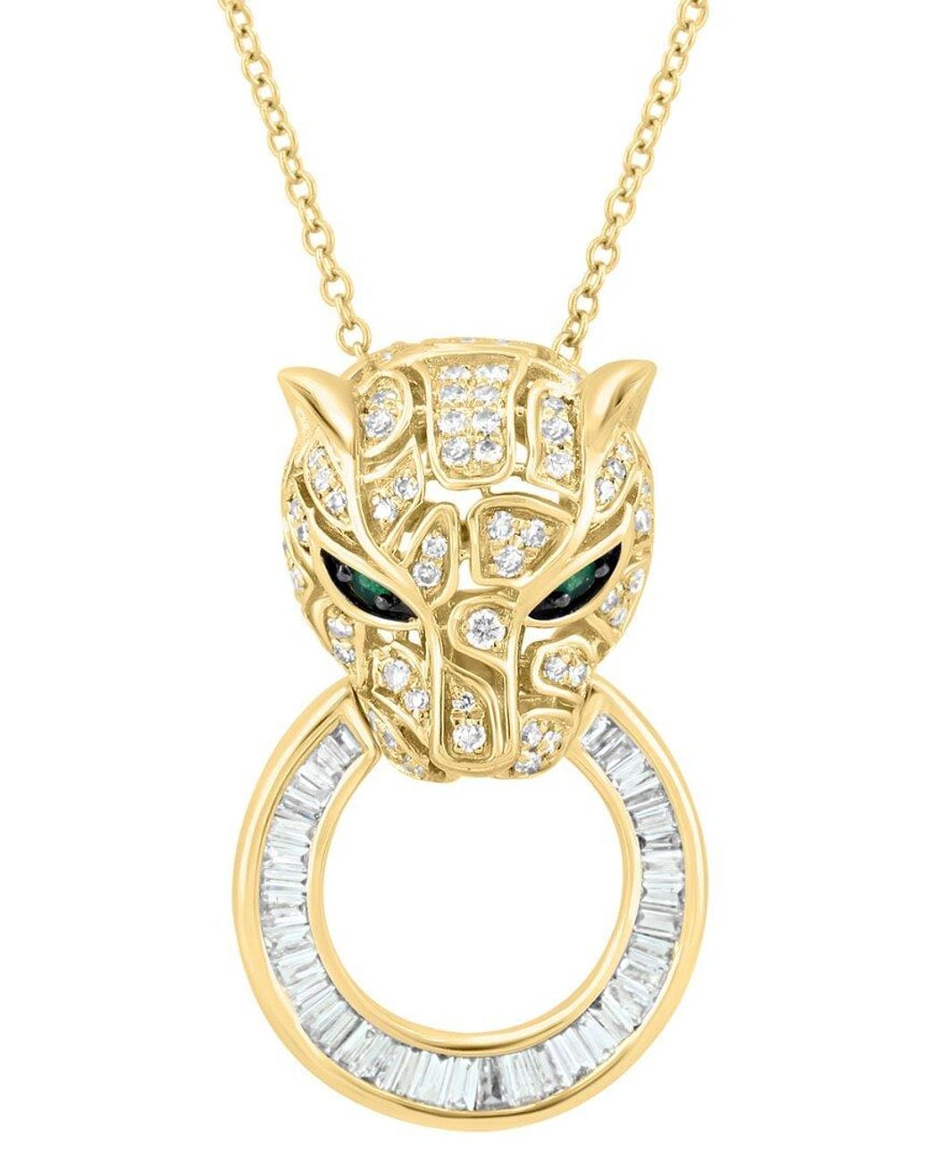 Effy Fine Jewelry Metallic 14K 0.54 Ct. Tw. Diamond & Emerald Necklace