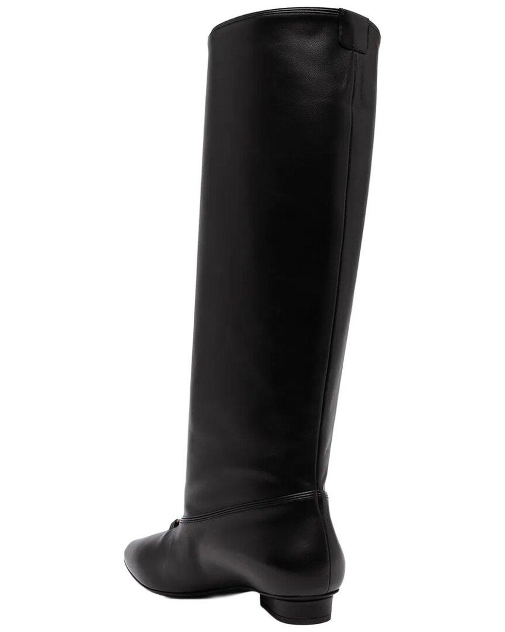 Ferragamo Black Gancini Leather Knee-High Boot