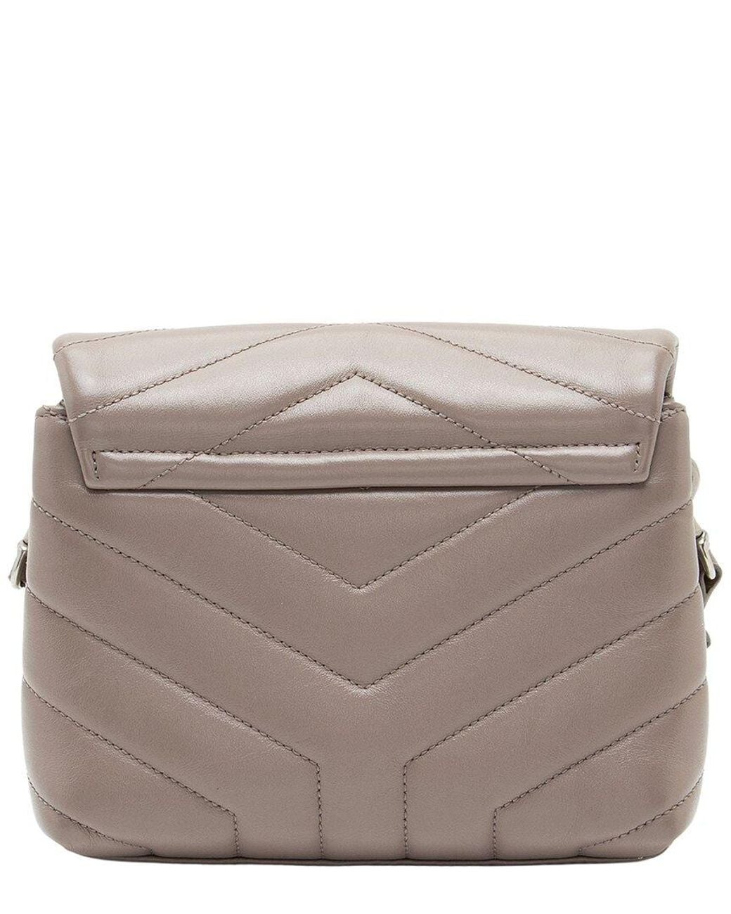 Saint Laurent Gray Beige Matelasse Calfskin Monogram Loulou Toy Crossbody (authentic Pre-loved)