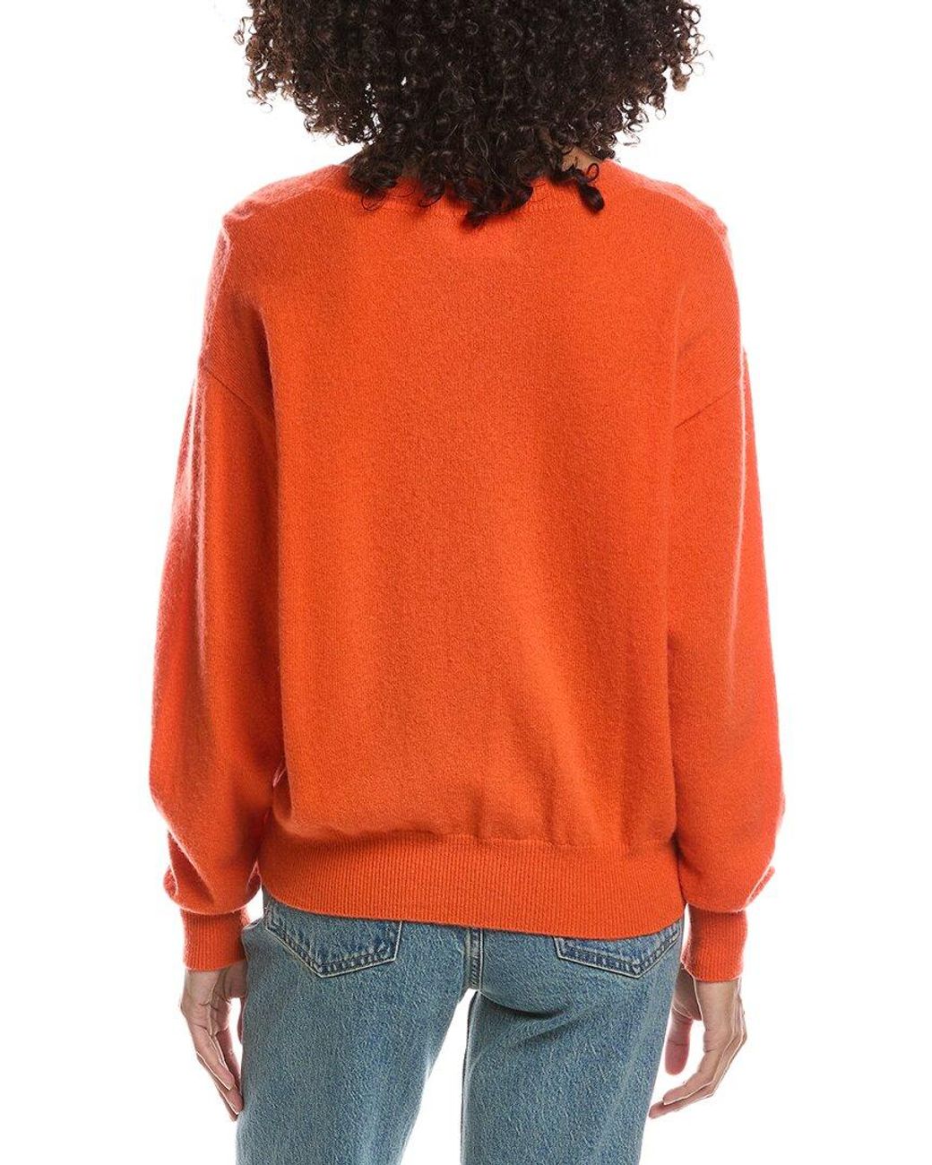Brodie Cashmere Orange Milly Crewneck 100% Cashmere Sweater