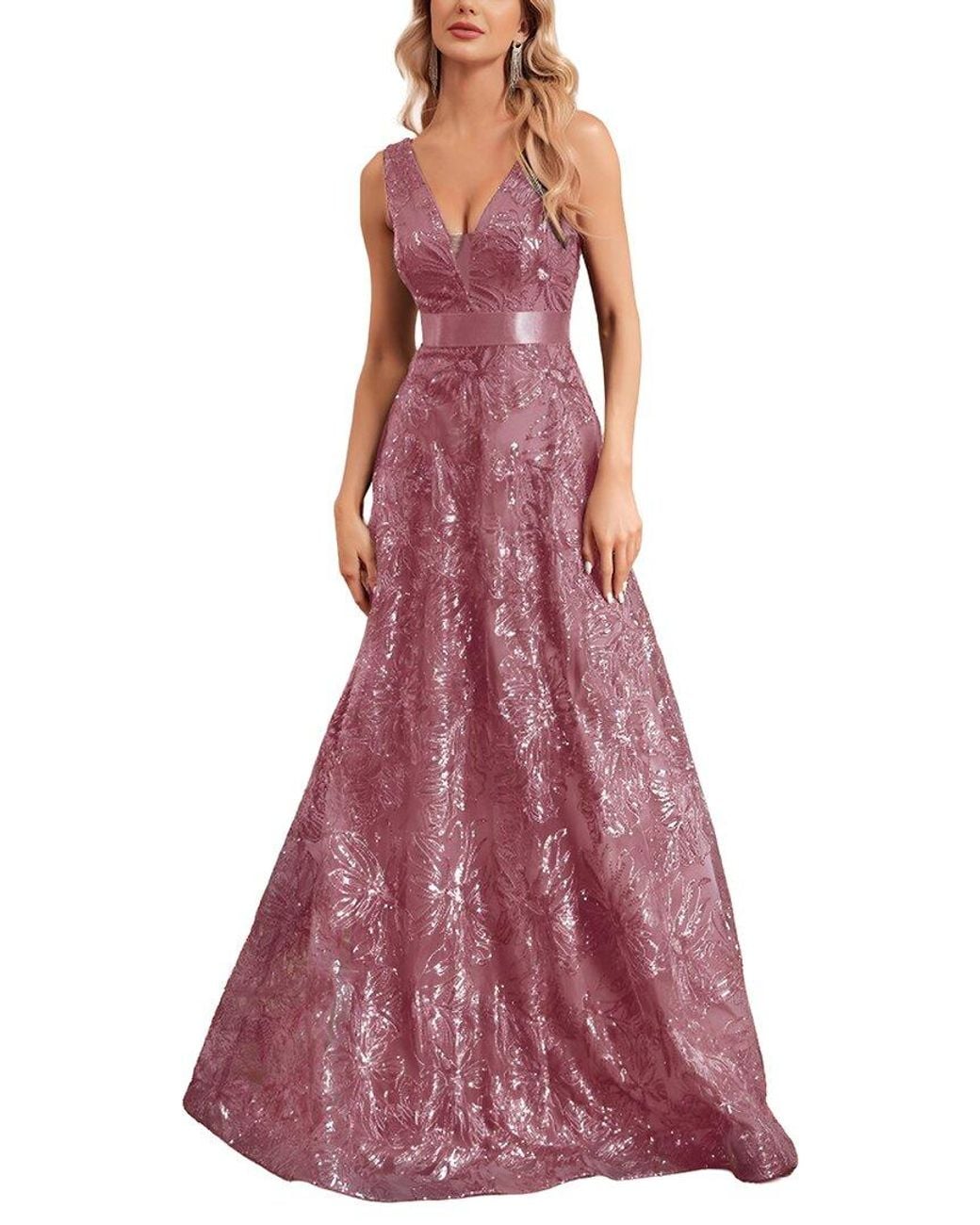 Vincent Purple Embroidered Maxi Dress
