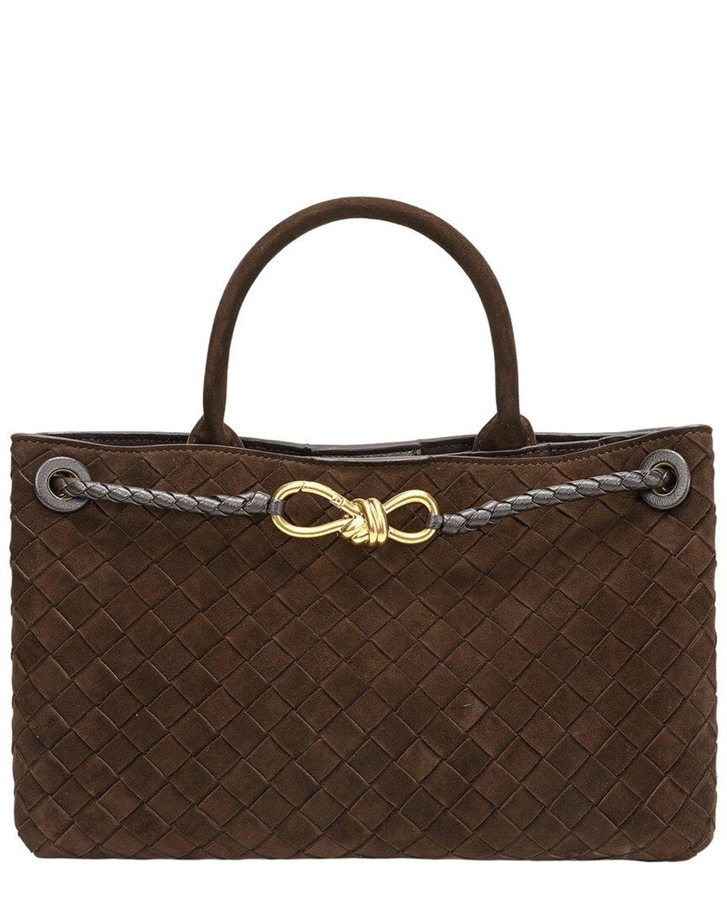 Tiffany & Fred Paris Brown Tiffany And Fred Paris Woven Suede Leather Top Handle Satchel