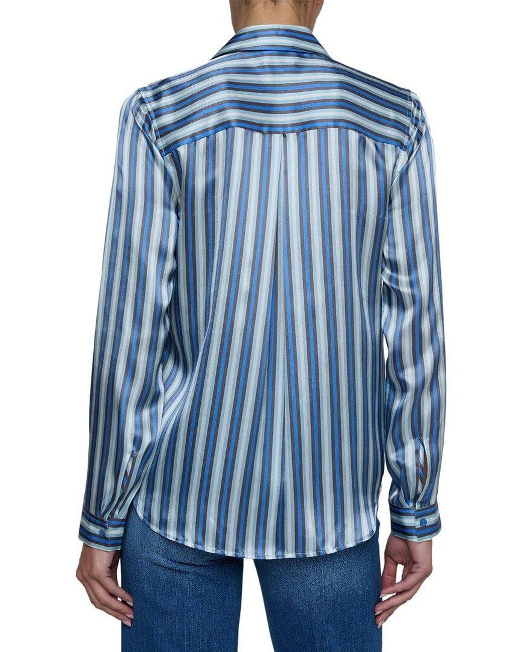 L'Agence Blue Tyler Silk Blouse