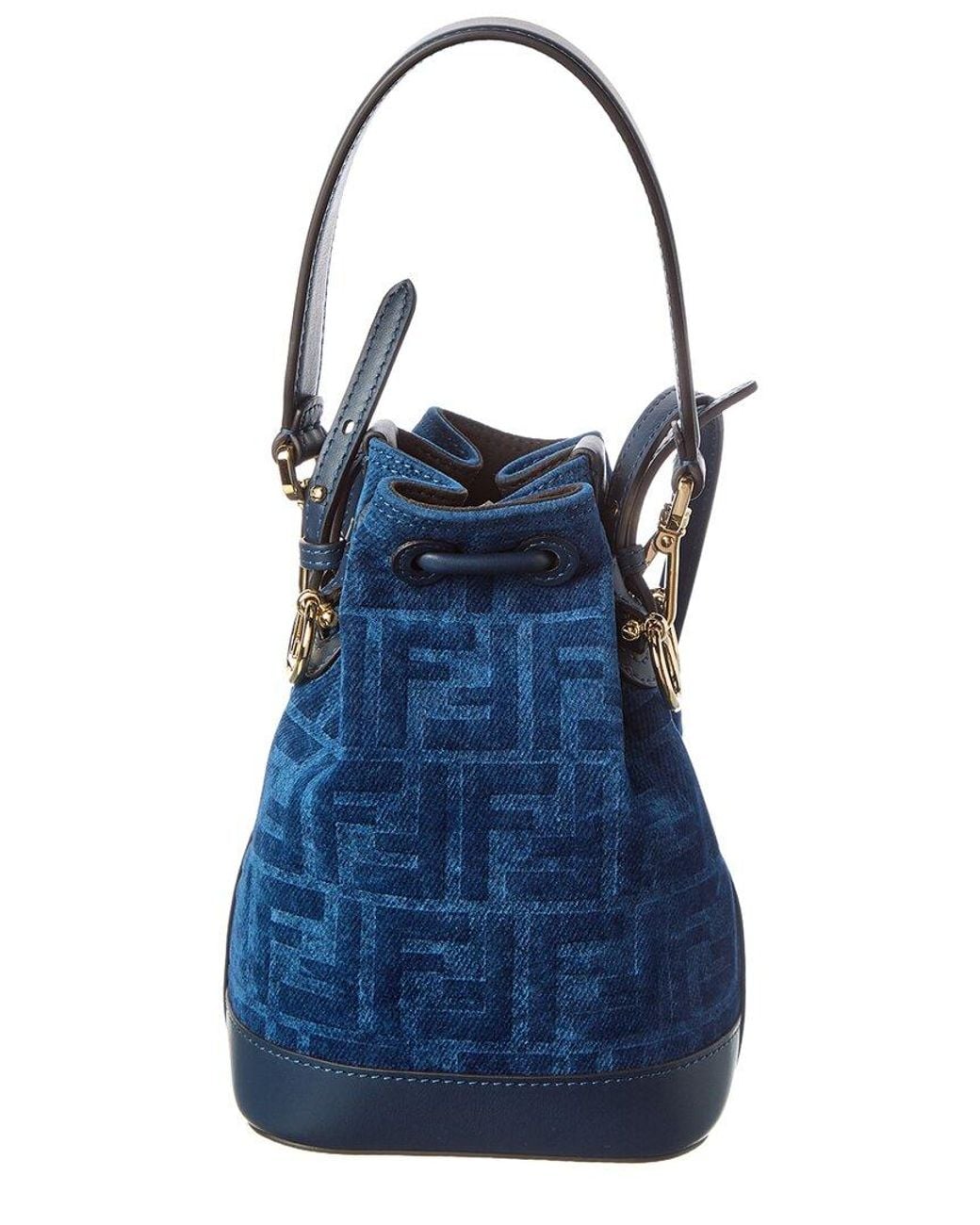Fendi Blue Mon Tresor Mini Leather Bucket Bag
