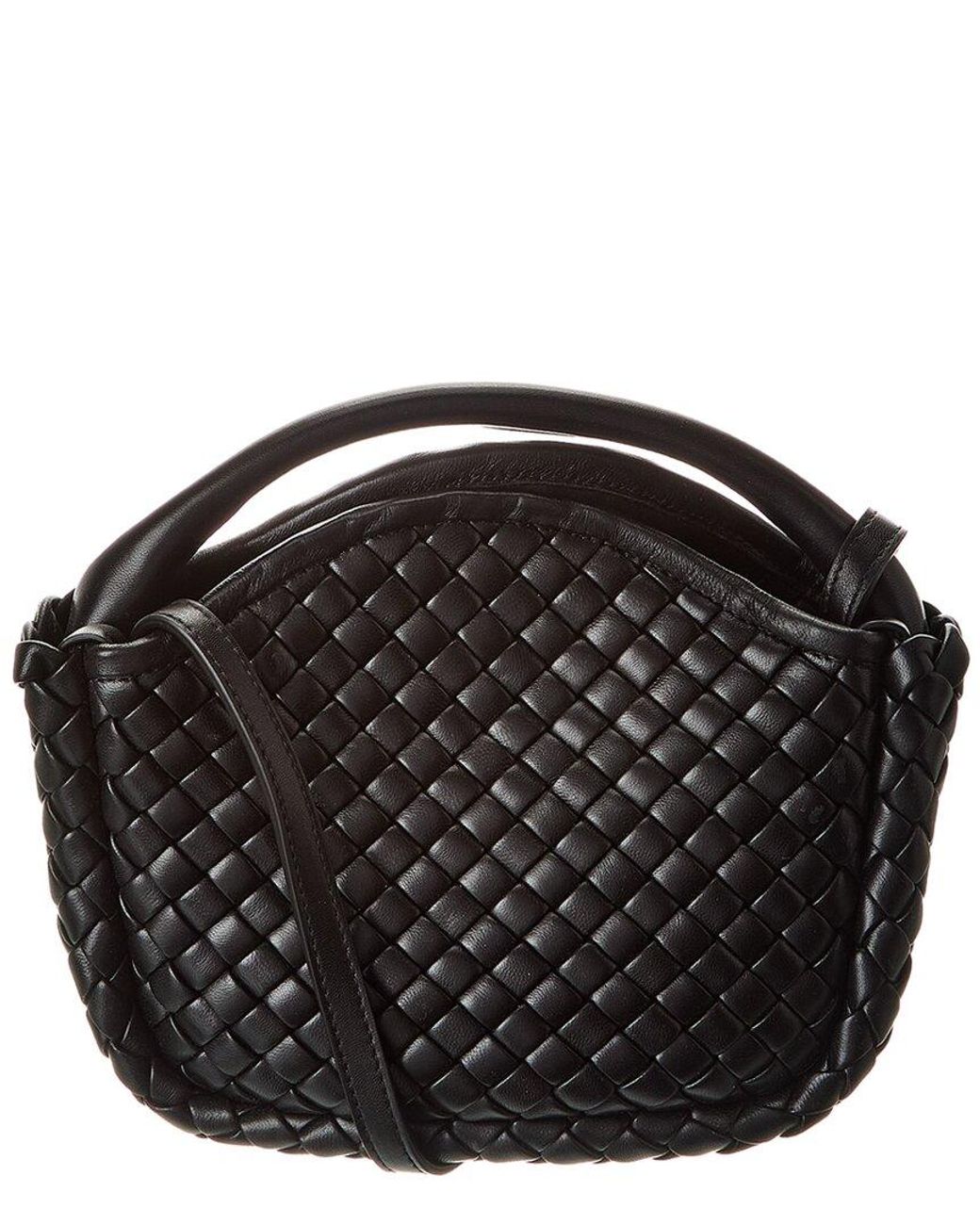 Bottega Veneta Black Small Cobble Leather Top Handle