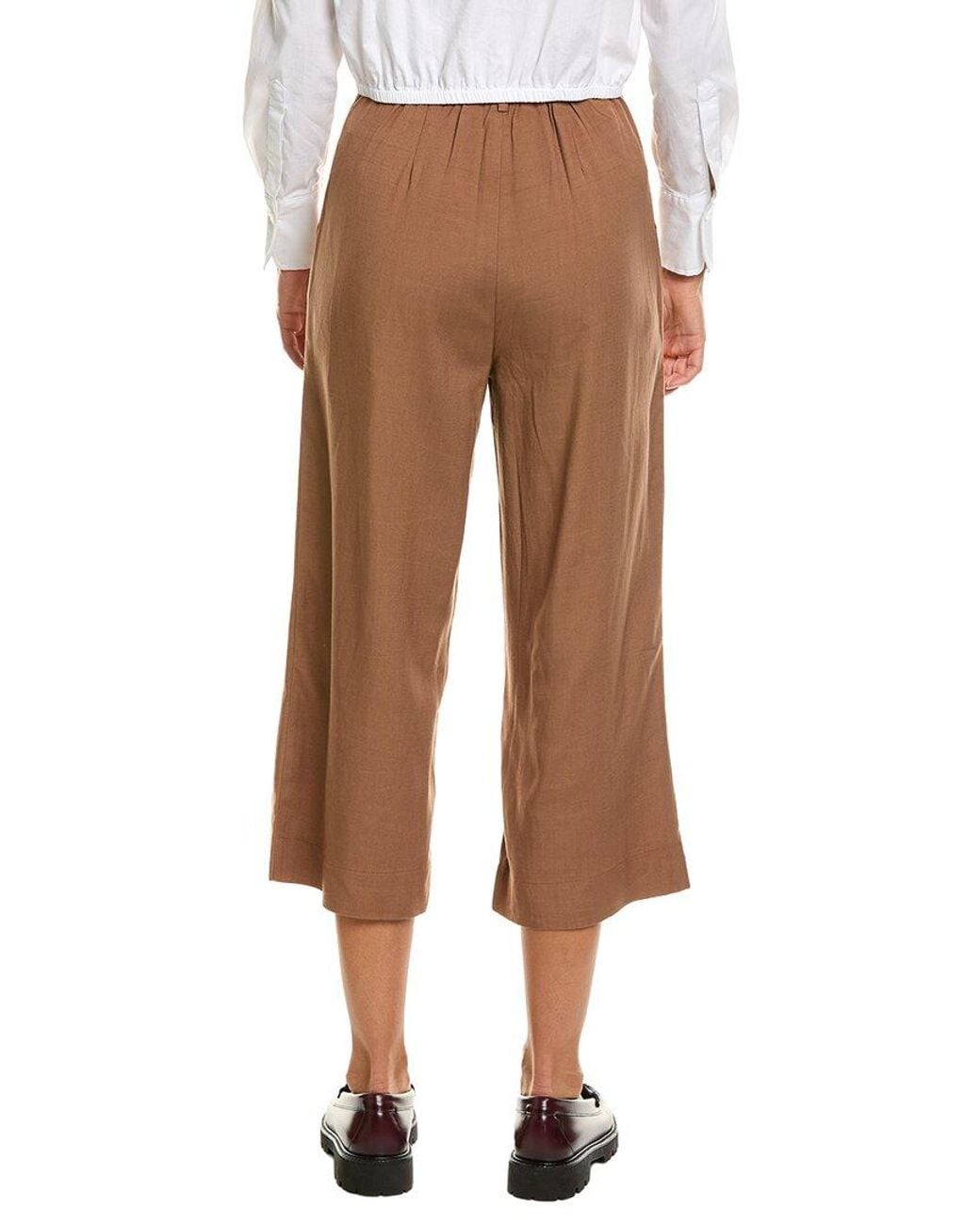 CELESTINE SEI Brown Linen-Blend Pant