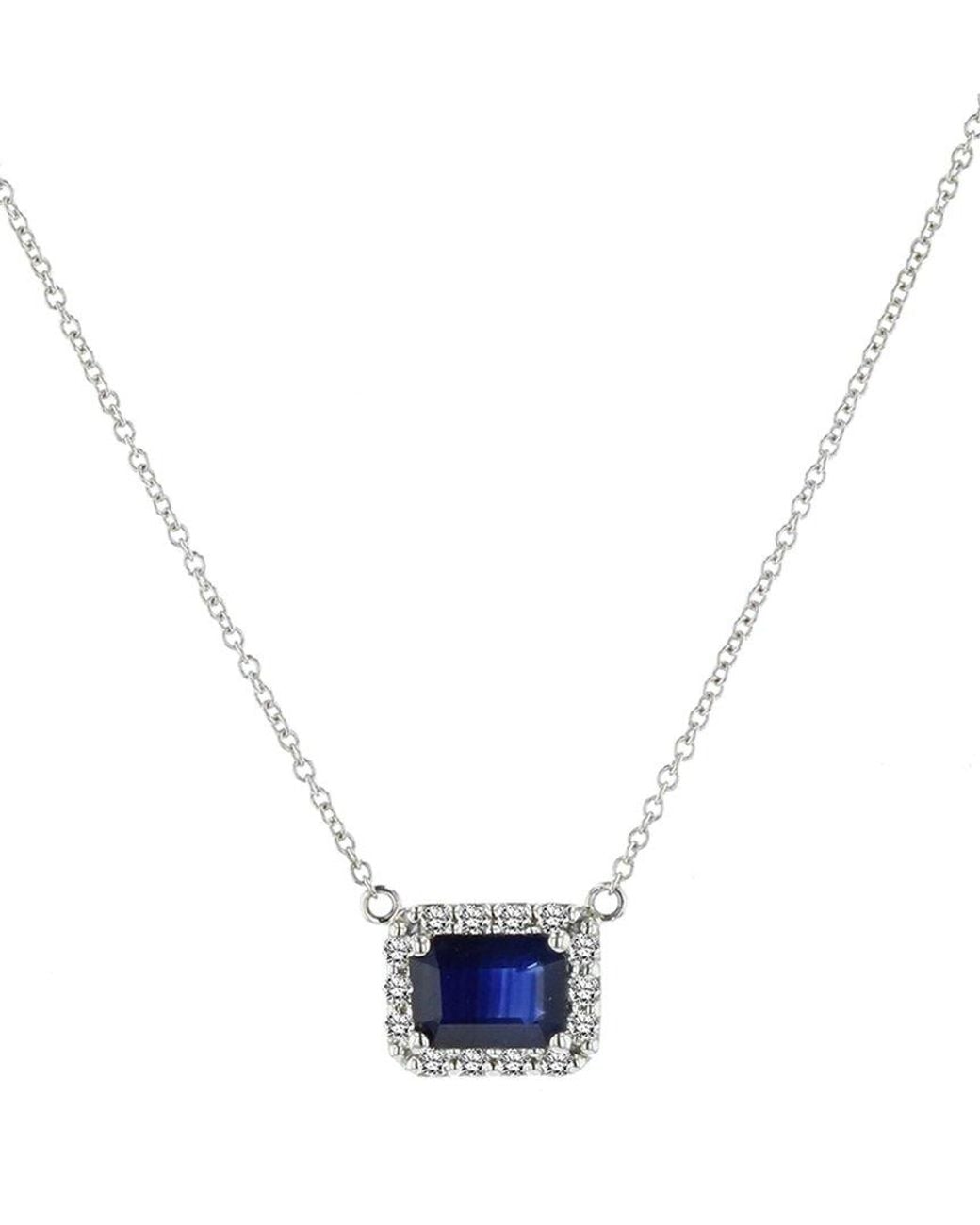Diana M Blue Fine Jewelry 14k 1.20 Ct. Tw. Diamond & Sapphire Pendant Necklace
