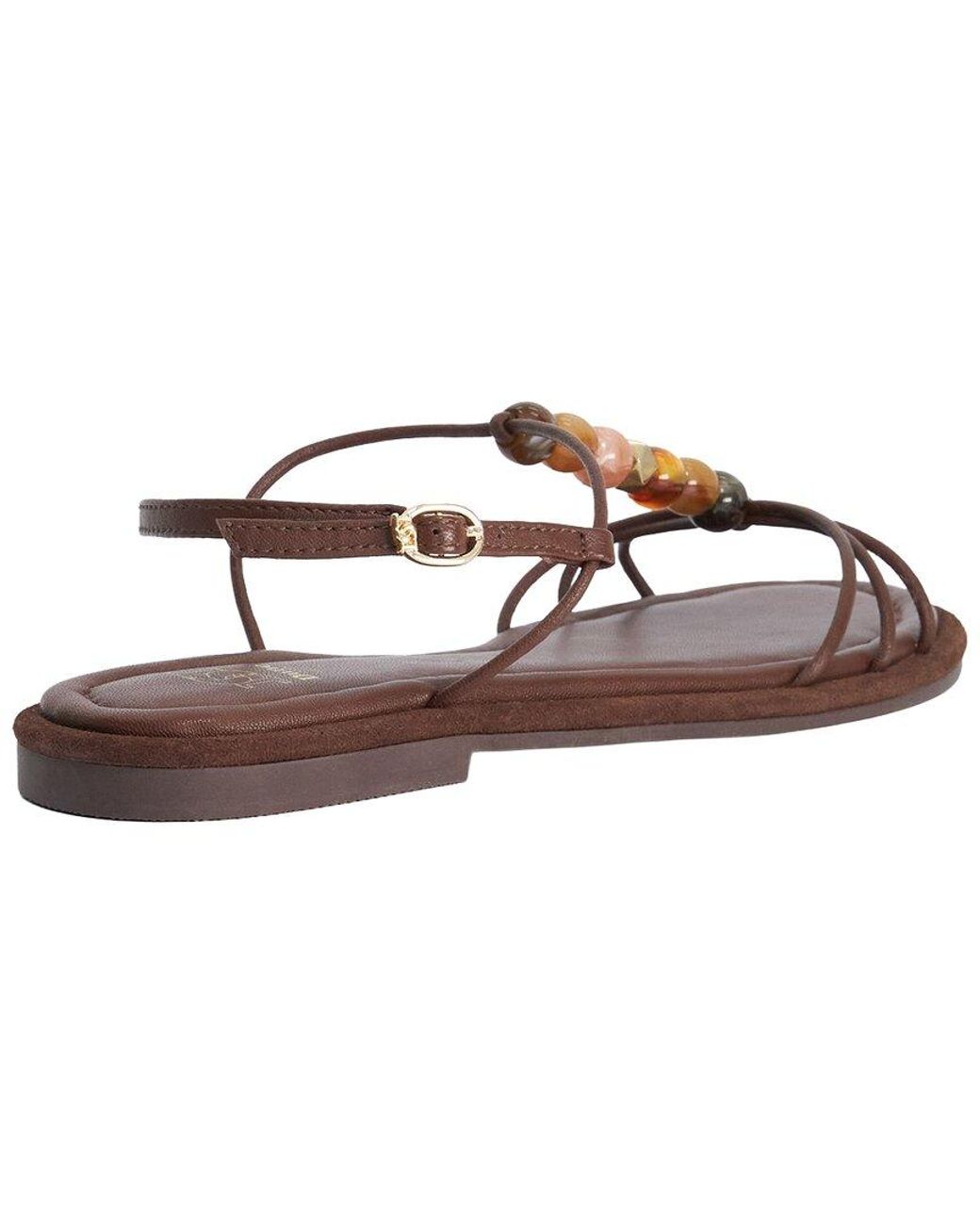 Dune Brown Lemnos Leather Sandal