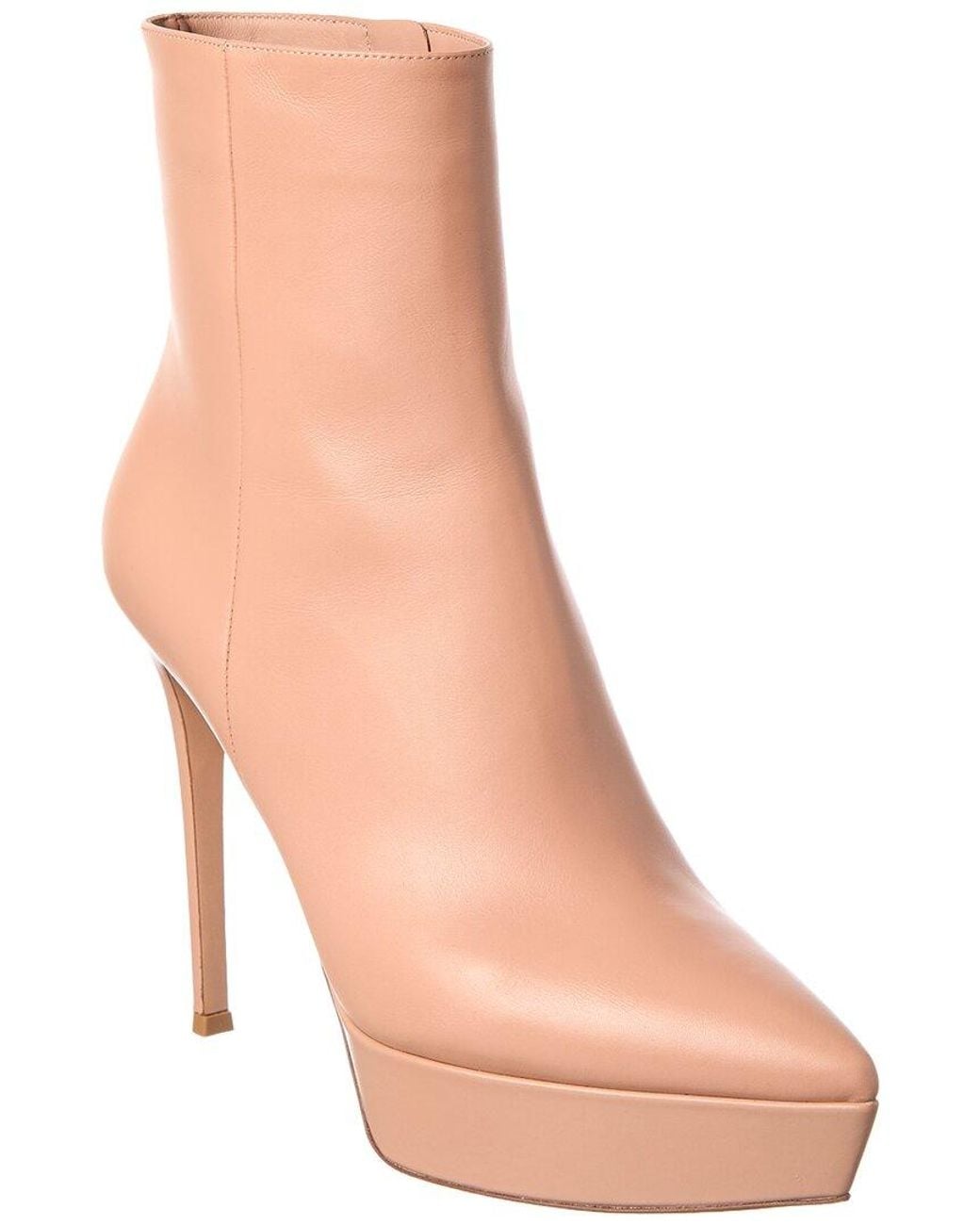 Gianvito Rossi Natural Dasha 85 Leather Platform Bootie