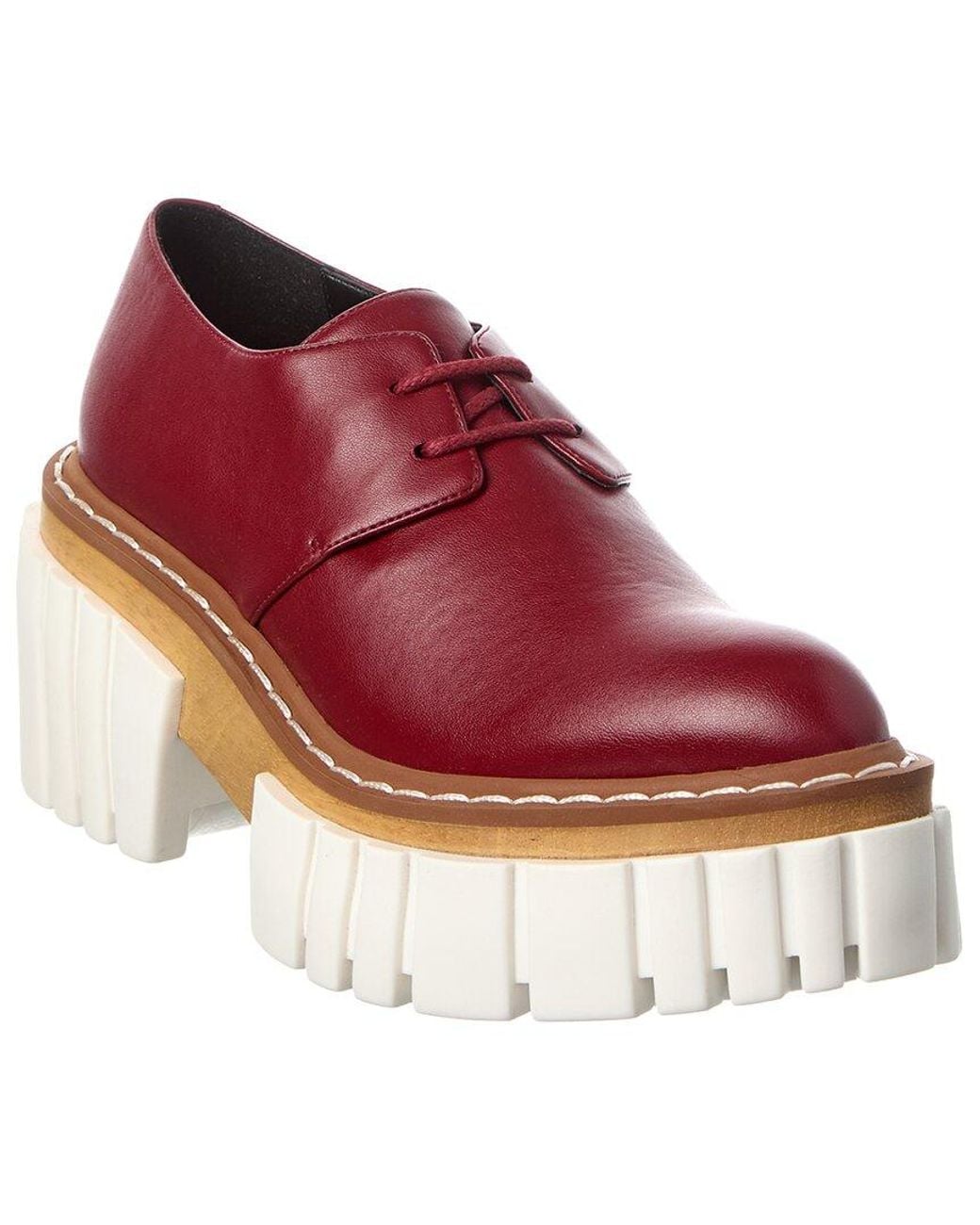 Stella McCartney Red Emilie Leather Platform Oxford
